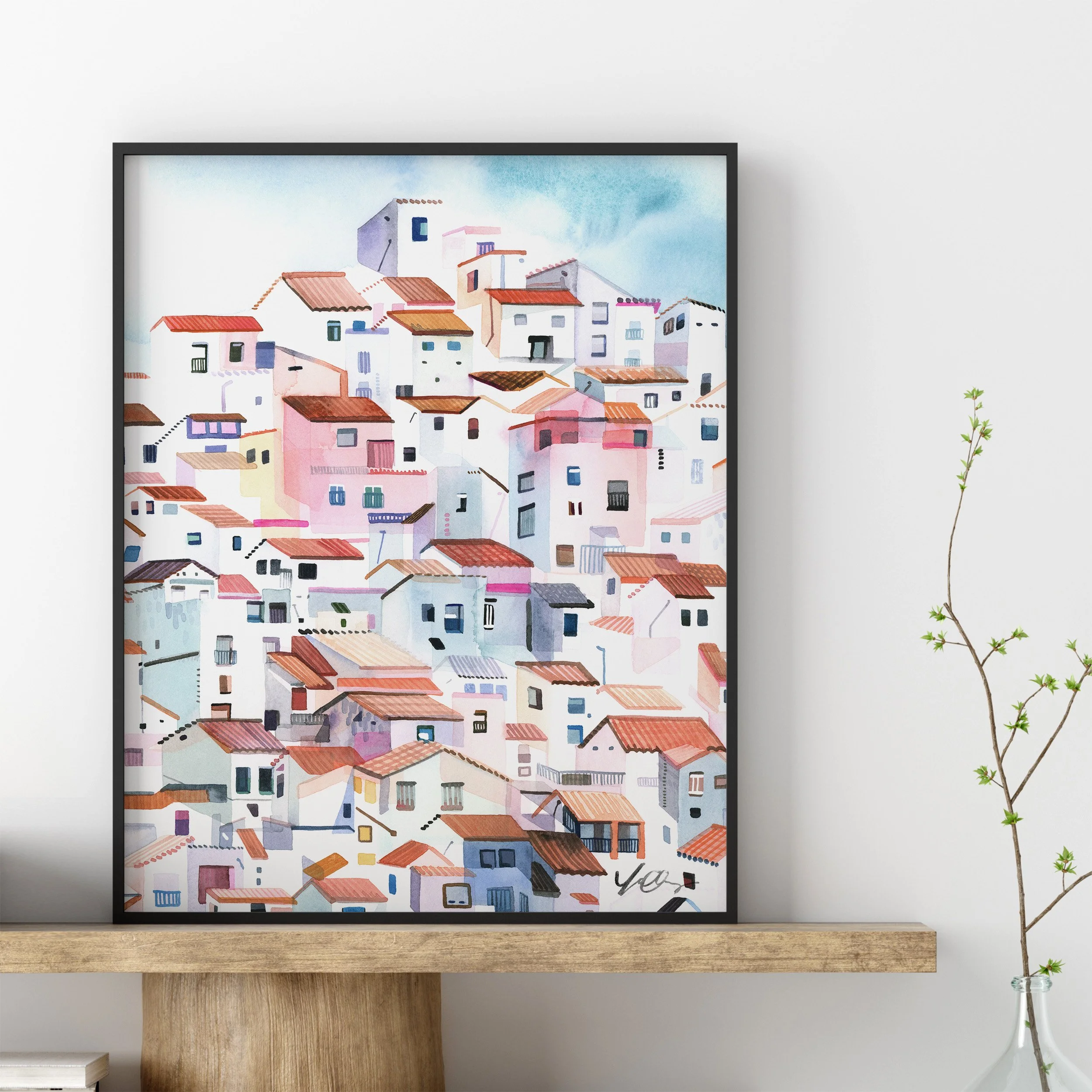 yao-cheng-casares-spain-imperfect-hillside-homes-watercolor-print-europe-coastal-large-print-frame.jpg