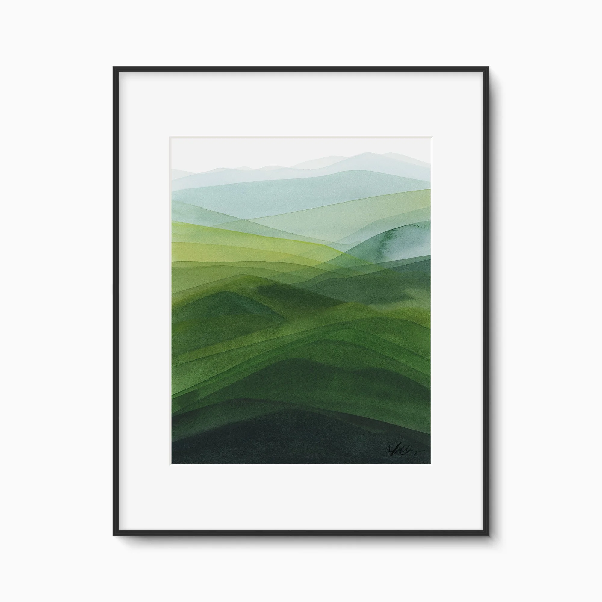 yao-cheng-rolling-hills-2-panoramic-green-landscape-watercolor-print-black-framed.jpg