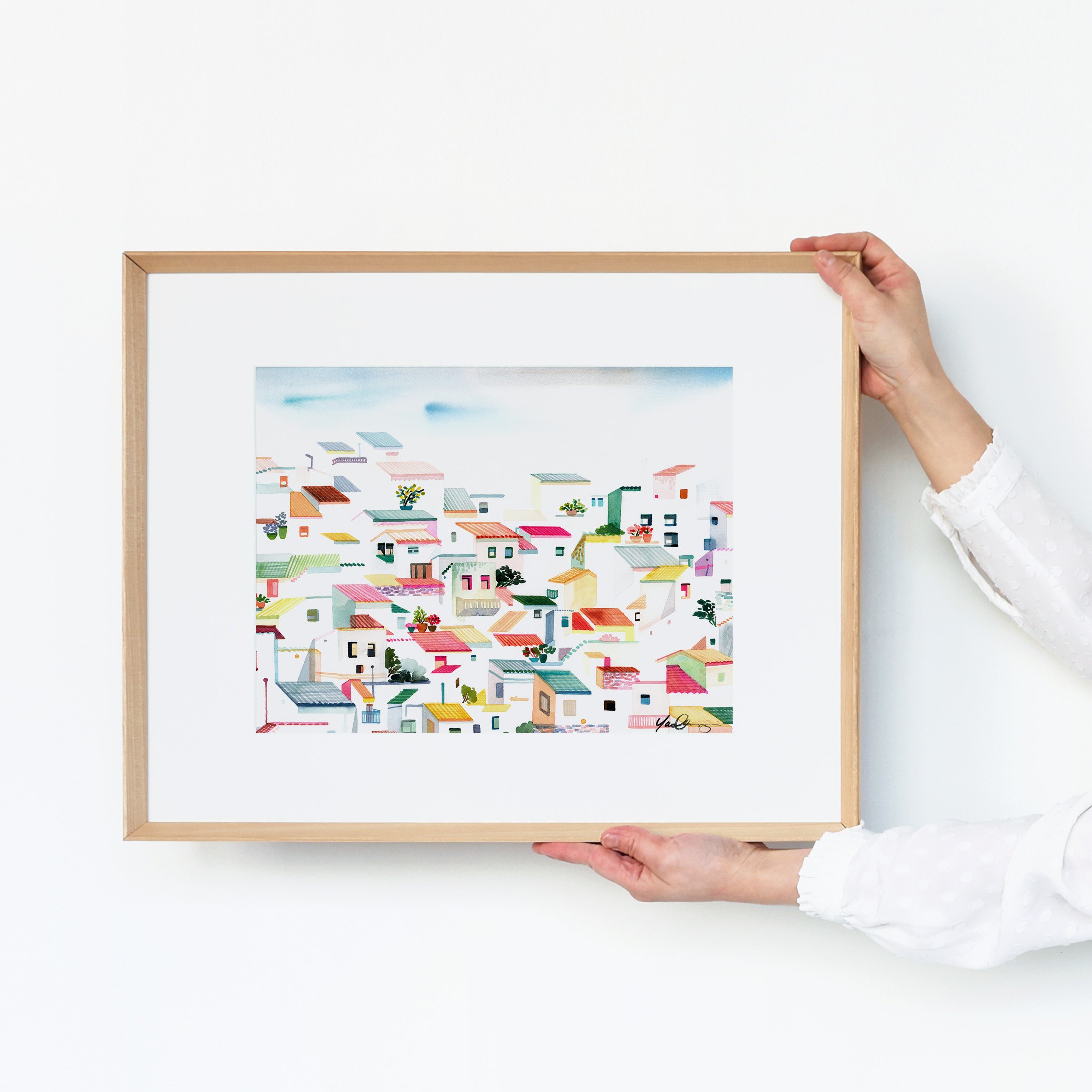 yao-cheng-casares-spain-vibrant-hillside-town-watercolor-print-Mediterranean-travel-decor-frame.jpg