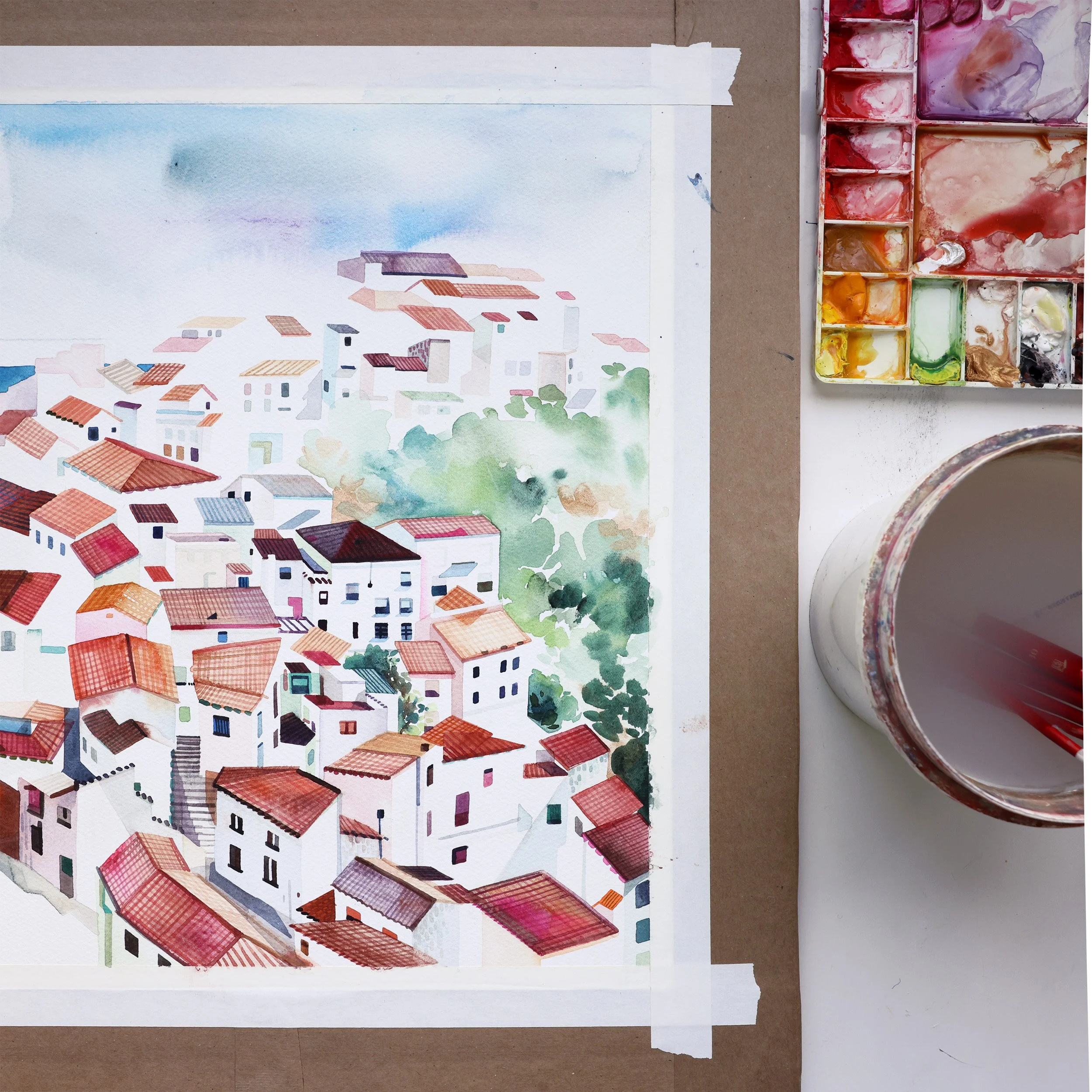 yao-cheng-andalusia-spain-casares-hillside-architecture-watercolor-art-print-painting-process-studio.jpg