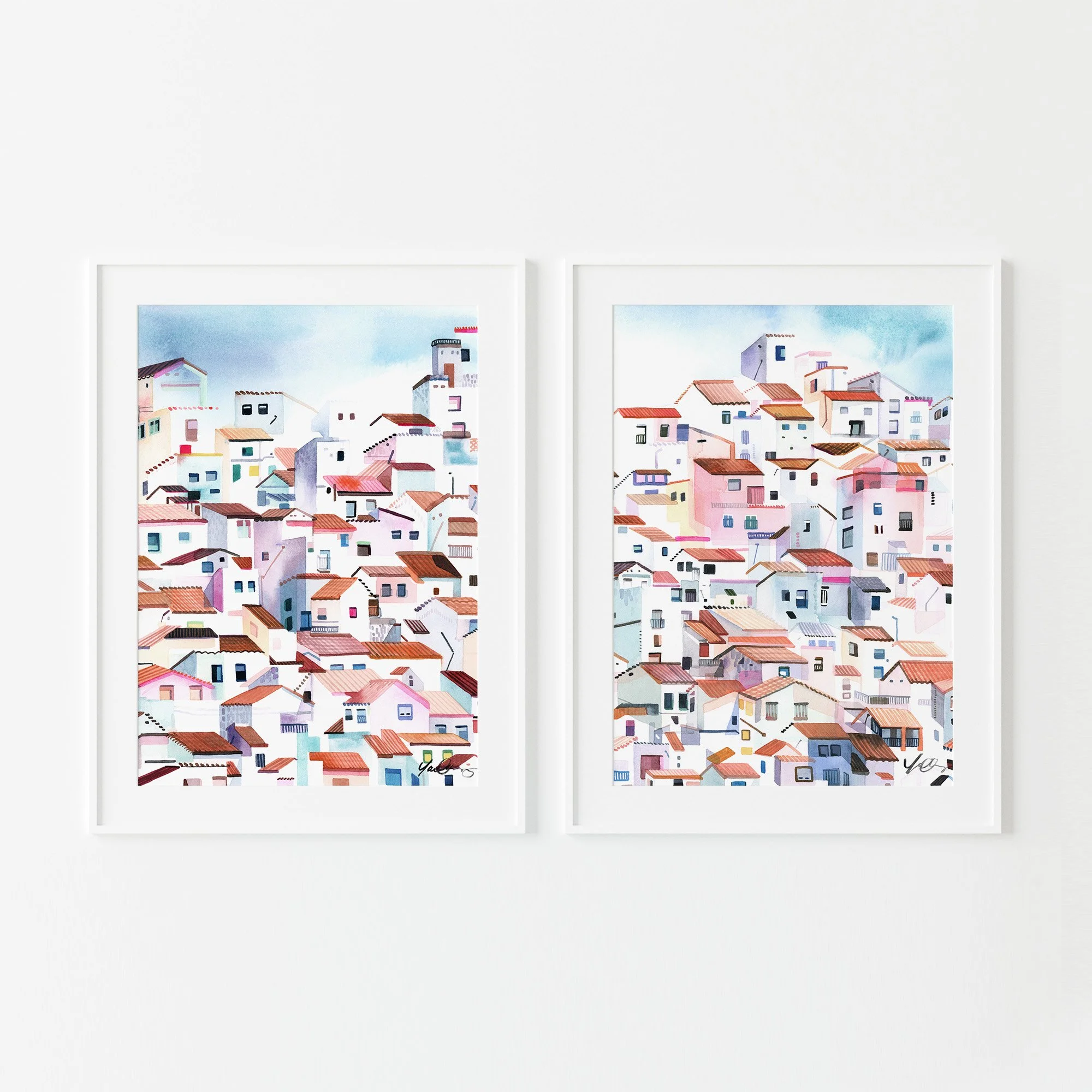 yao-cheng-casares-spain-imperfect-hillside-homes-watercolor-print-pair-frames.jpg
