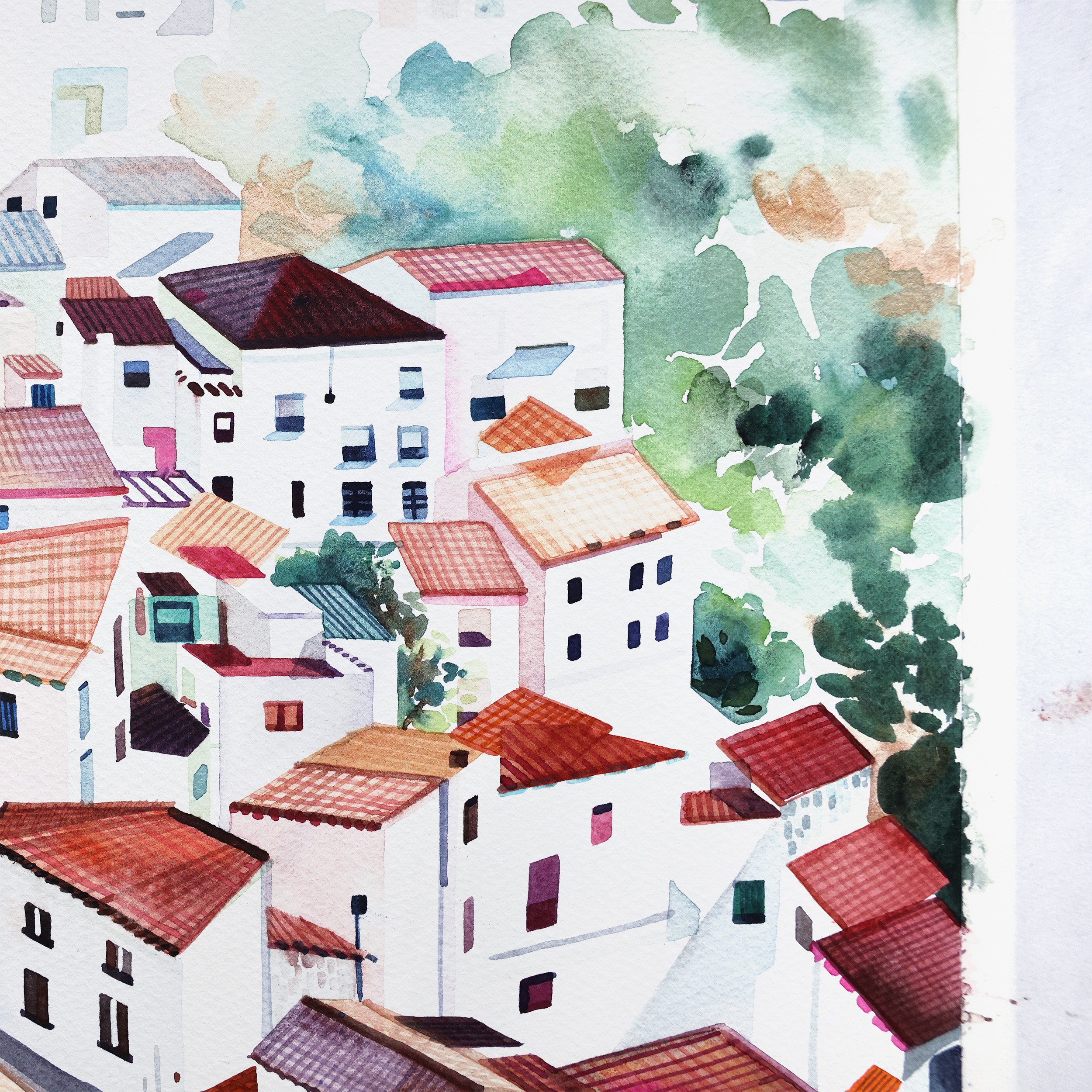 yao-cheng-andalusia-spain-casares-hillside-architecture-watercolor-art-print-painting-process-studio-3.jpg