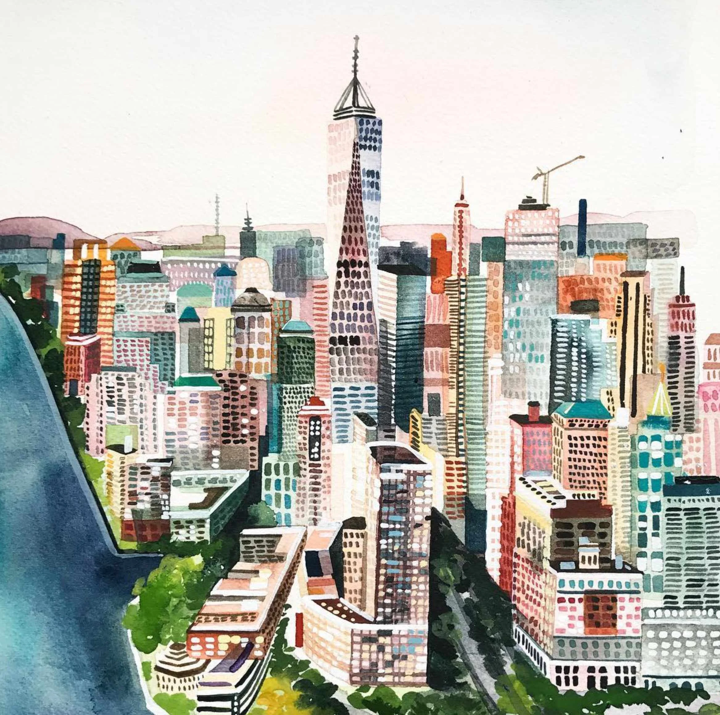 yao-cheng-nyc-freehand-architecture-vibrant-cityscape-watercolor-print-yao-painting-process-studio.jpg