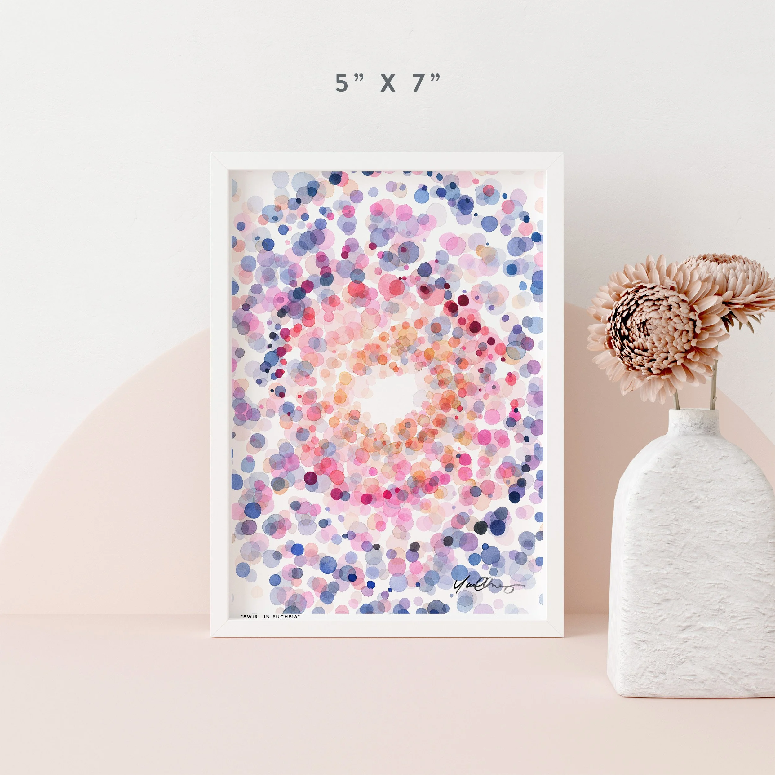yao-cheng-swirl-in-fuchsia-radial-circle-watercolor-print-small-framed.jpg