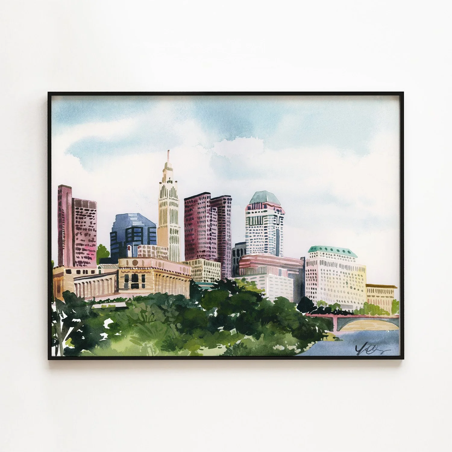 yao-cheng-columbus-ohio-capitol-skyline-studio-watercolor-print-black-frame.jpg
