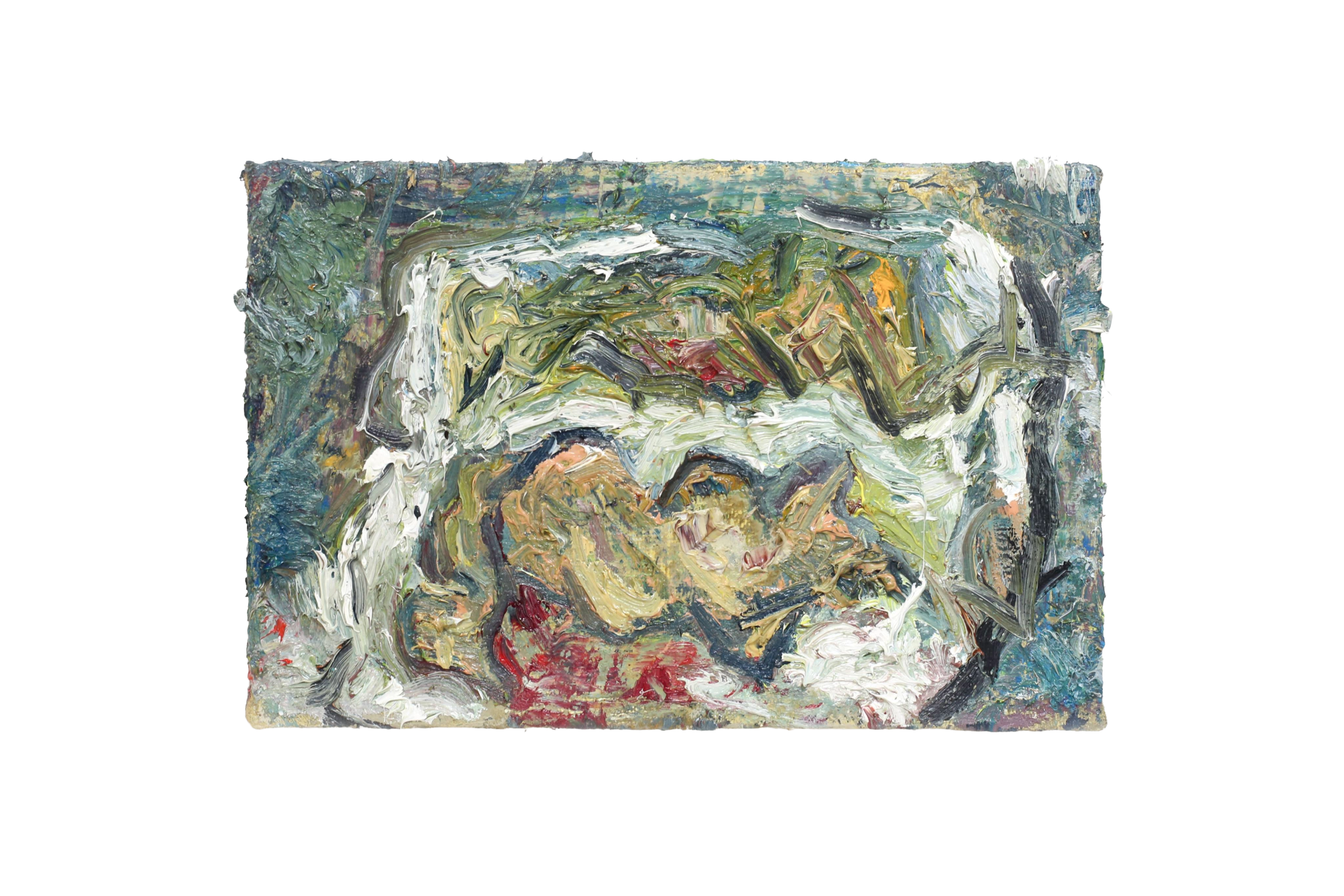 Coupling after Soutine; oil on hessian, 25 x 40 cm, 2024