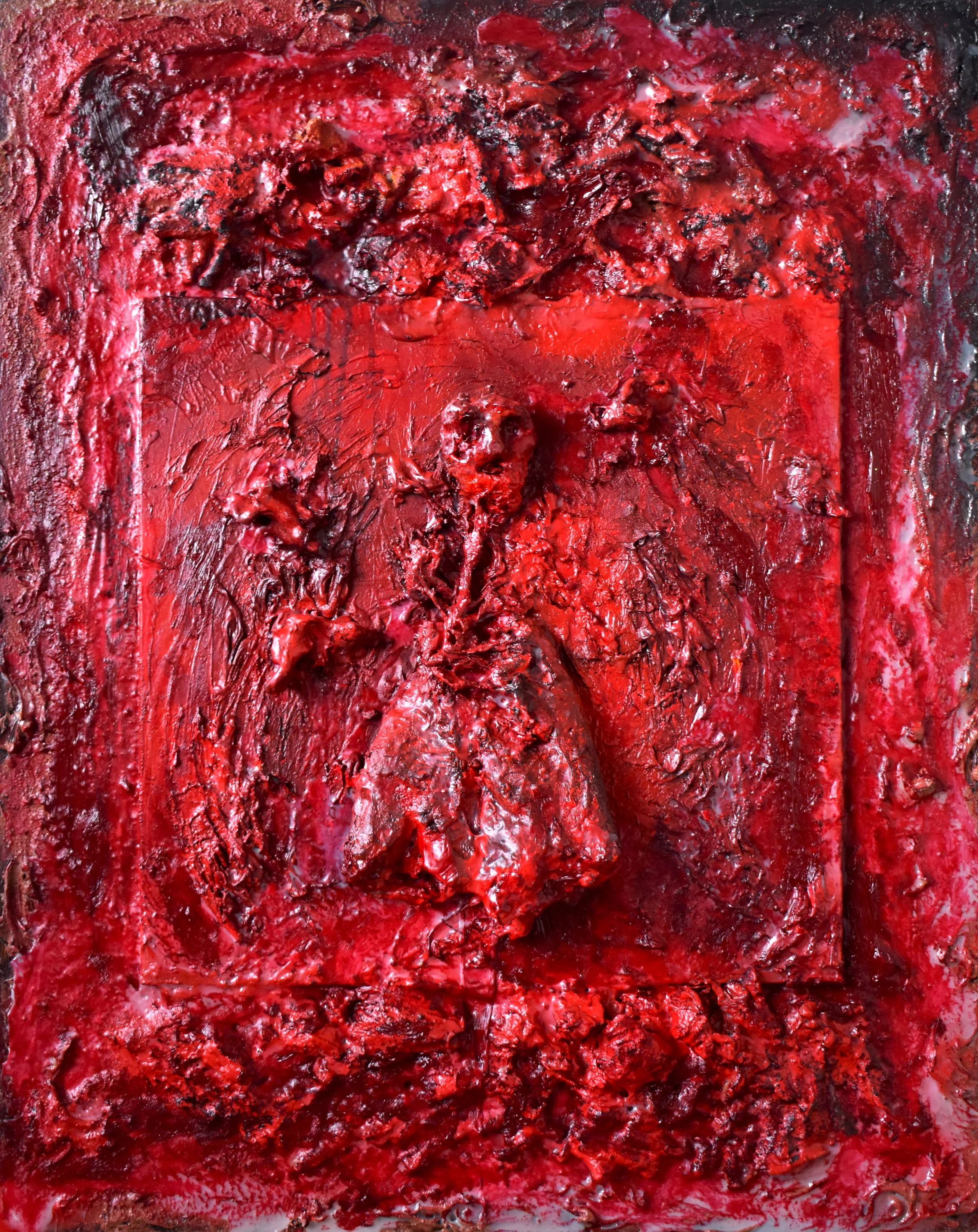 Stanley Has Lost His Lungs (from The Stanley Series); mixed media on board, 93 x 73 cm, 2019