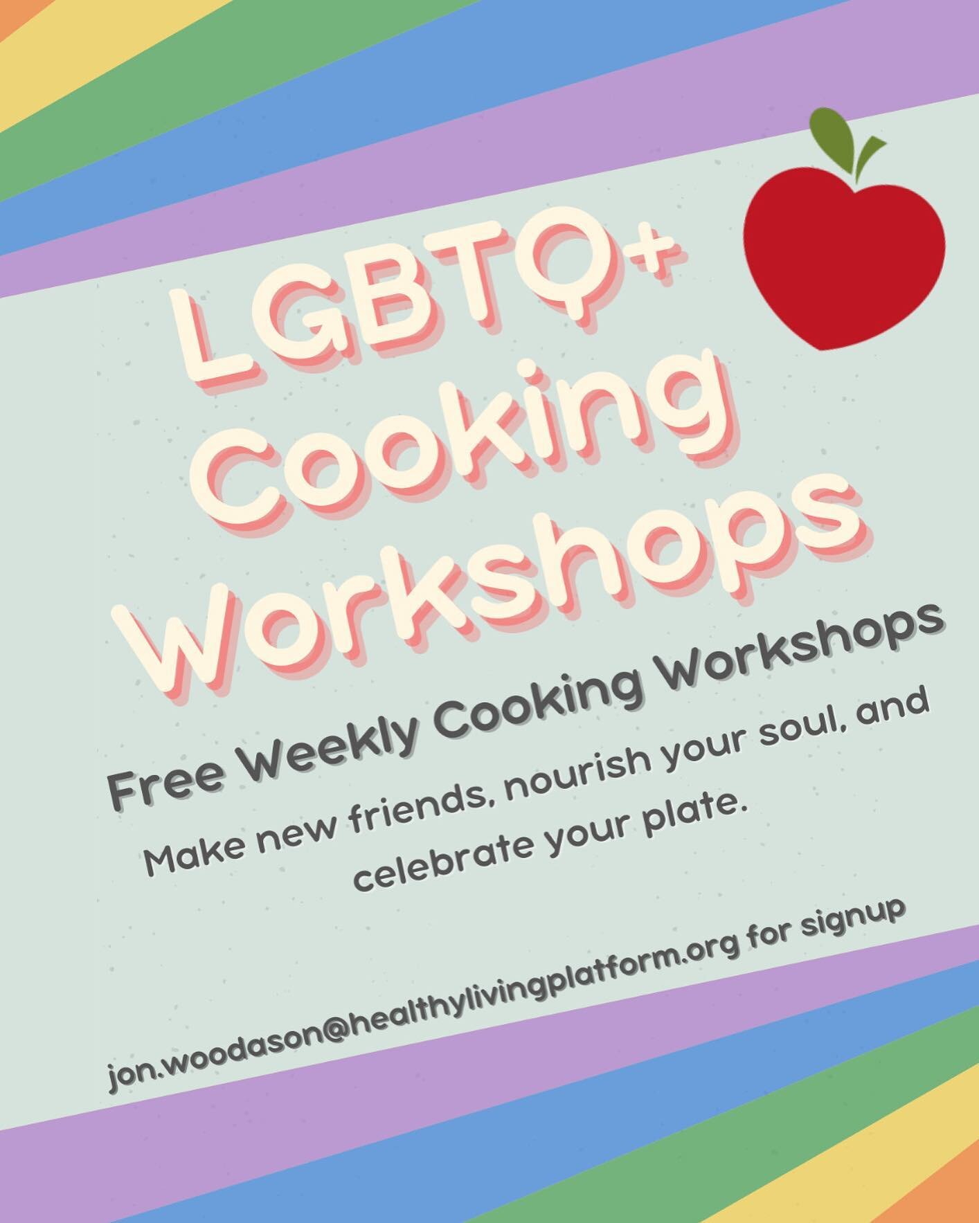 Do you love to cook &amp; want to connect with your community?
 
The Healthy Living Platform is launching a brand-new LGBT Food Ambassadors program! This exciting initiative will help you:
&bull;	Master essential cooking skills
&bull;	Explore sustain