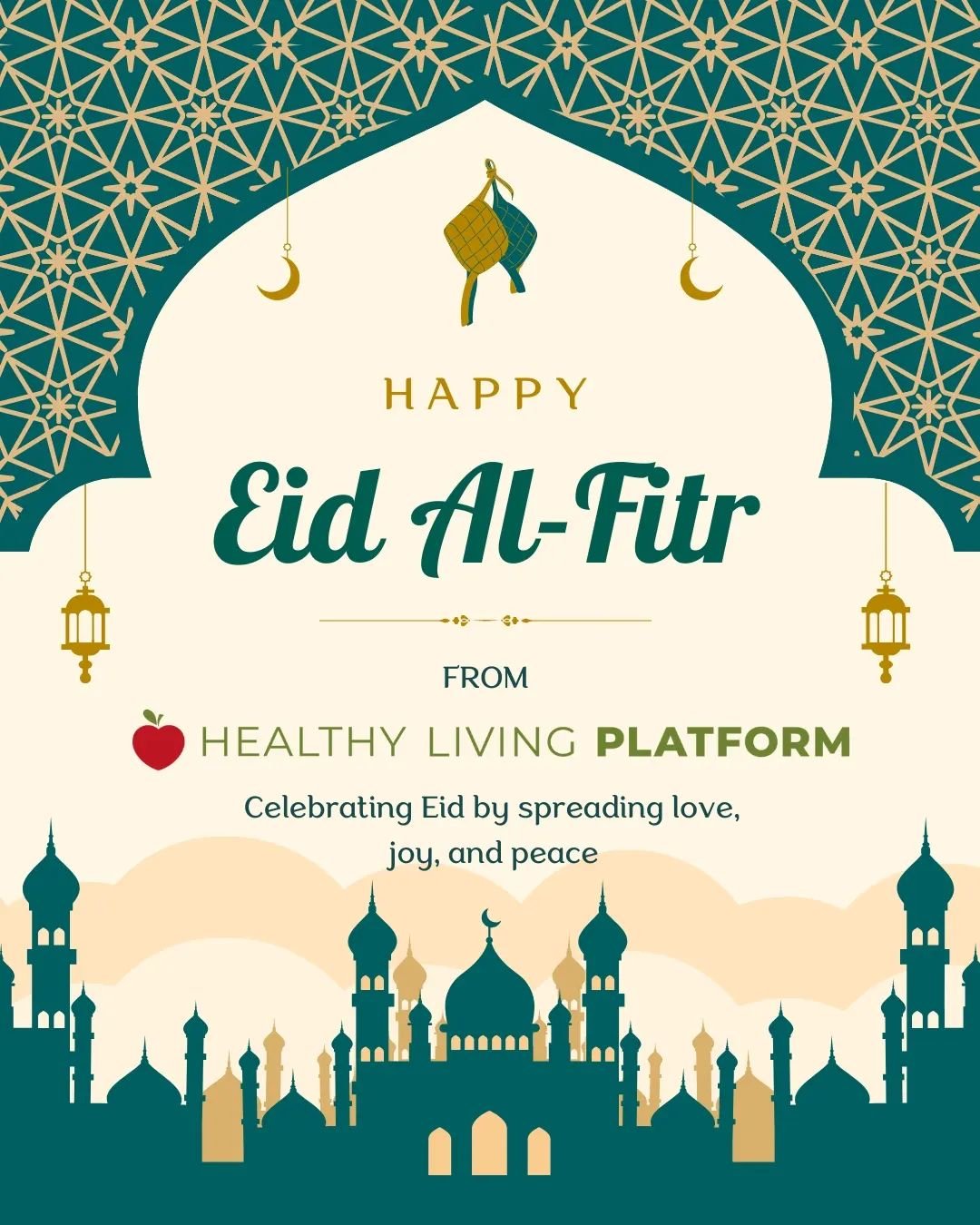 Wishing everyone celebrating, Eid Mubarak! ☪️
From Healthy Living Platform 🍎

If you're looking for recipes to cook today, check our our recipes page on our website (link in bio)