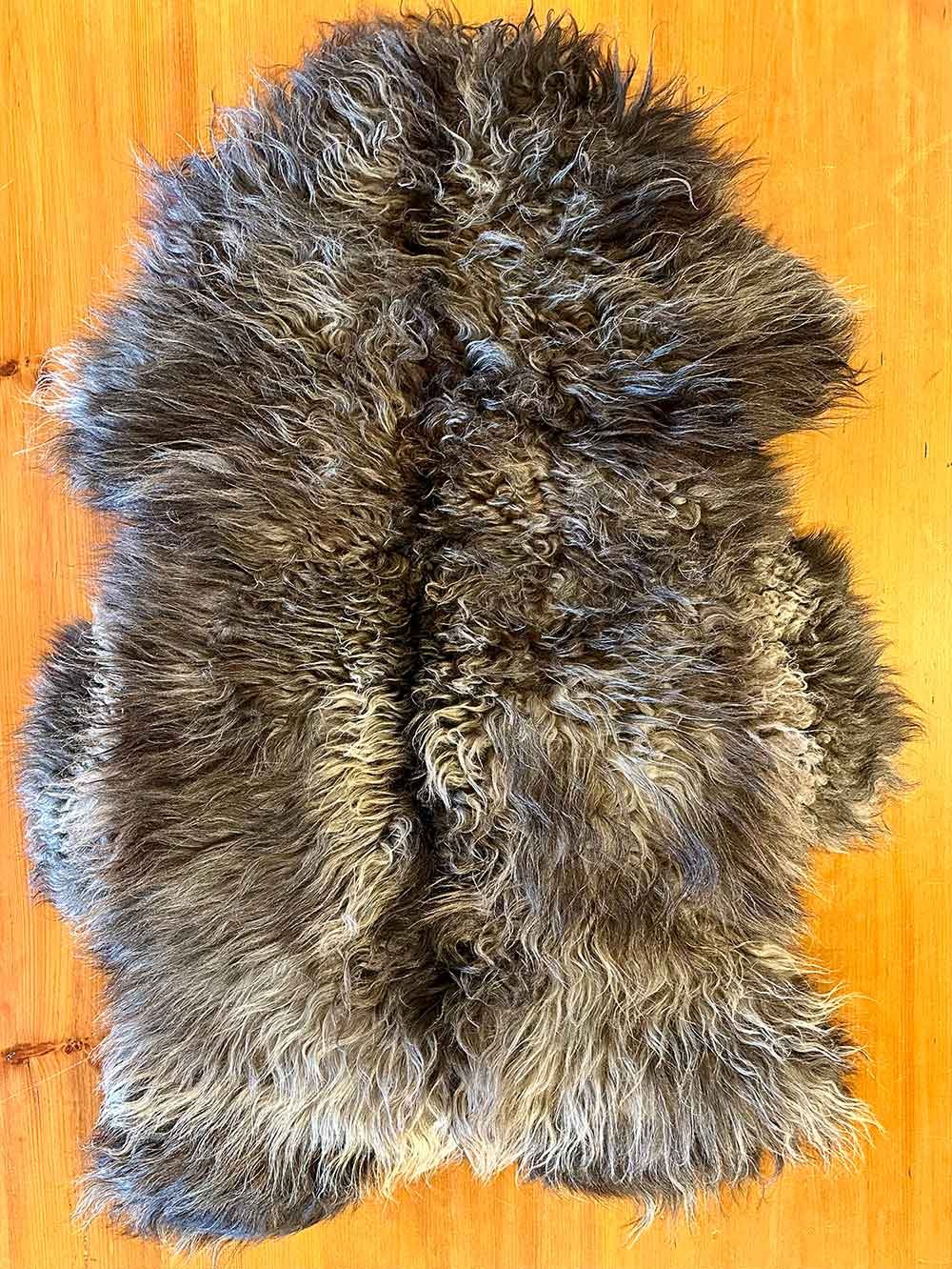 Wool Side of Silvered Charcoal Sheepskin Pelt