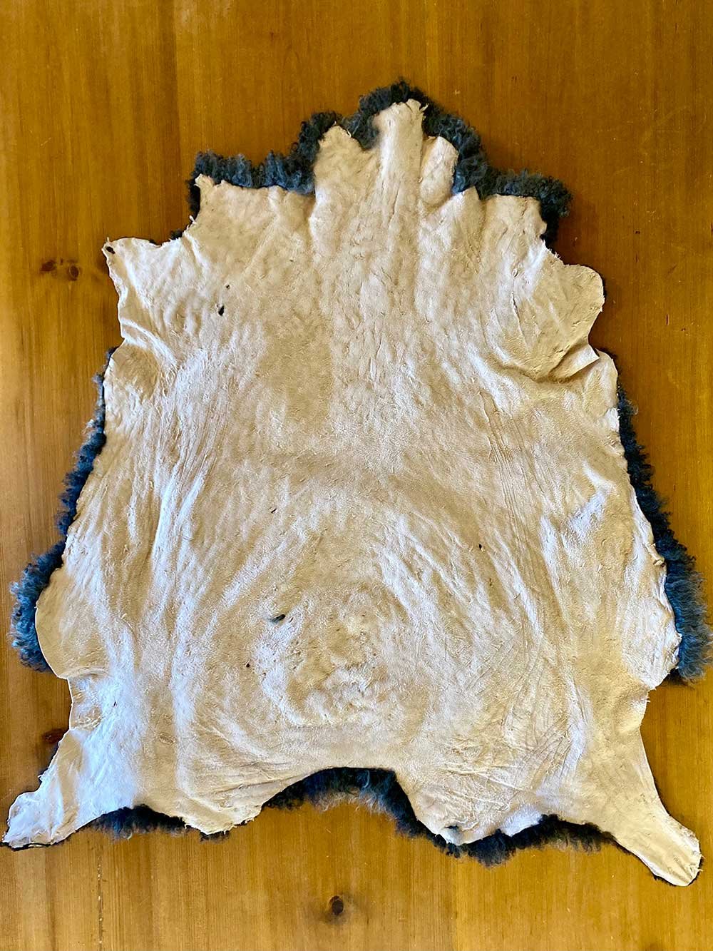 Hide Side of Deep Charcoal Gotland Sheepskin Pelt with Silver Highlights