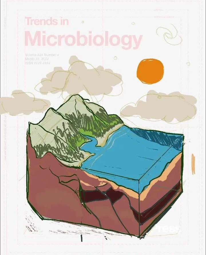 Trends in Microbiology cover = ACCEPTED 🎉⁠
⁠
We designed this cover in collaboration with the amazing @betul.kacar.astro, for a special issue on nitrogen fixation in terrestrial and marine environments. ⁠
⁠
Bet&uuml;l is a professor at the Universit