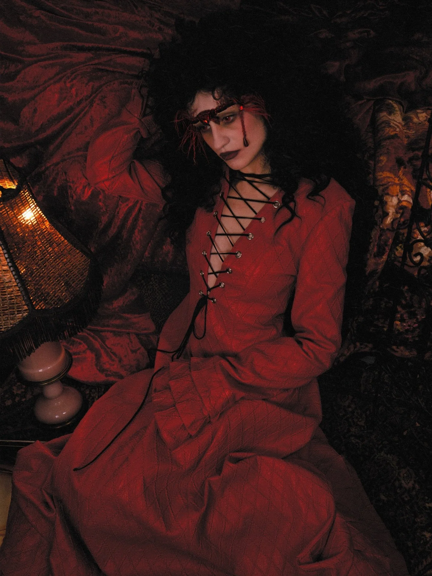 THE RED DRESS 
FROM &ldquo;CRIMSON LOVERS" collection 
shot by @maefilipi_ 🧛&zwj;♀️❤️ 

Thanks to :
DA &amp; embroidery prosthesis @tarah_huguet_du_lorin 
Mua &amp; hairstylist @leonedeville 
Modele @maayana_hdl 
Photography @maefilipi_ 

And m