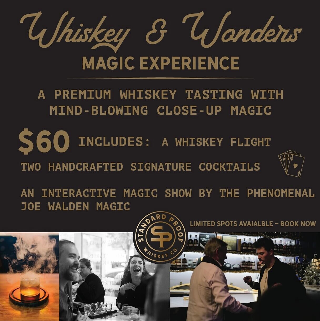 🪄 NEW ATX WHISKEY EXPERIENCE 🪄

Looking for an unforgettable night? ✨Starting Saturday, April 13th 

Whiskey + Wonders Magic Experience blends a premium whiskey tasting with mind-boggling closeup magic for an evening unlike any other. 🪄🎩🐇✨🔮🃏

