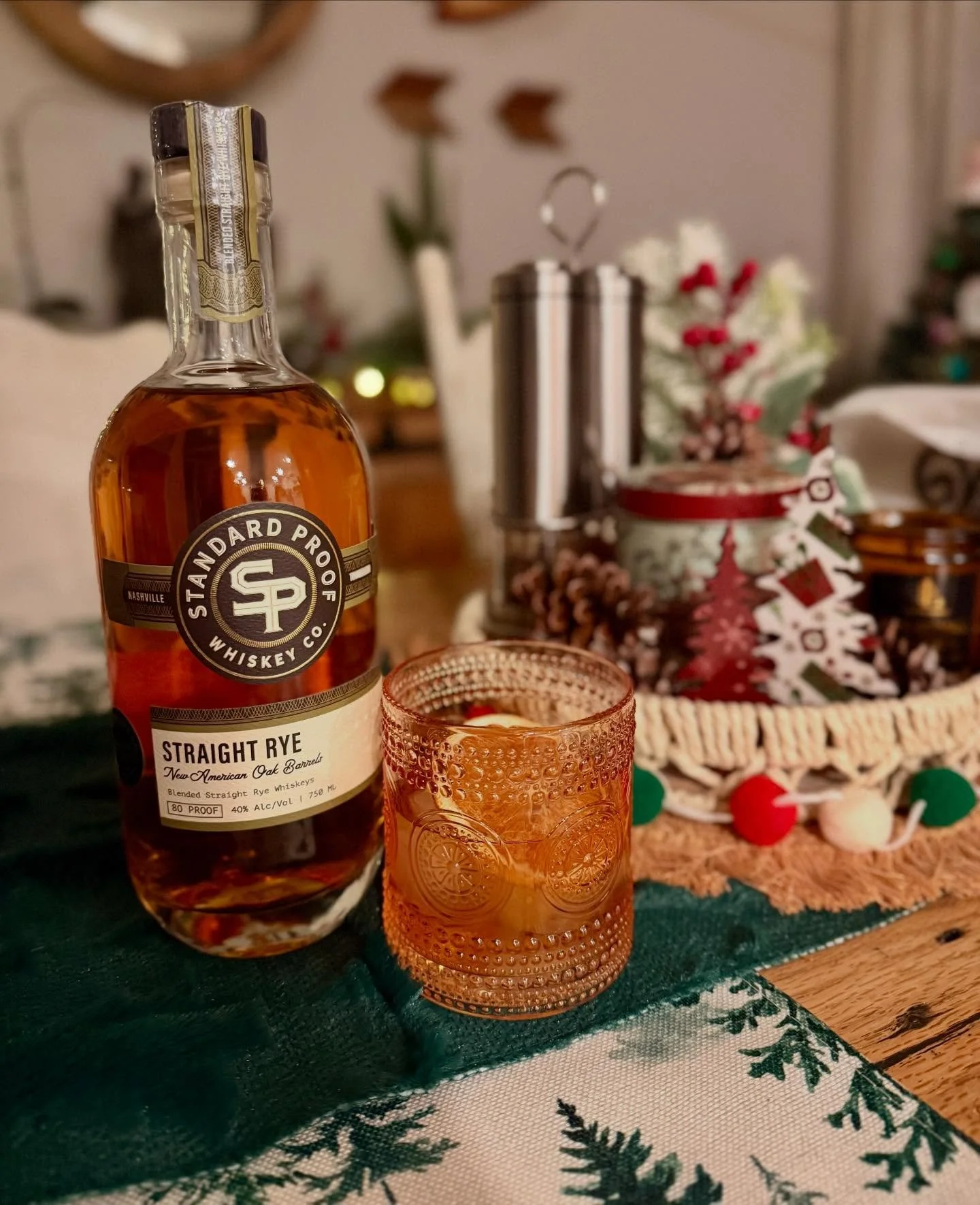 A little something to take the edge off after a day of Christmas decorating. 🥃🎄✨ So tell us, when is it acceptable to get the holiday decor out?! Before or after Thanksgiving? 😏 #cheers #HappySunday #standardproof