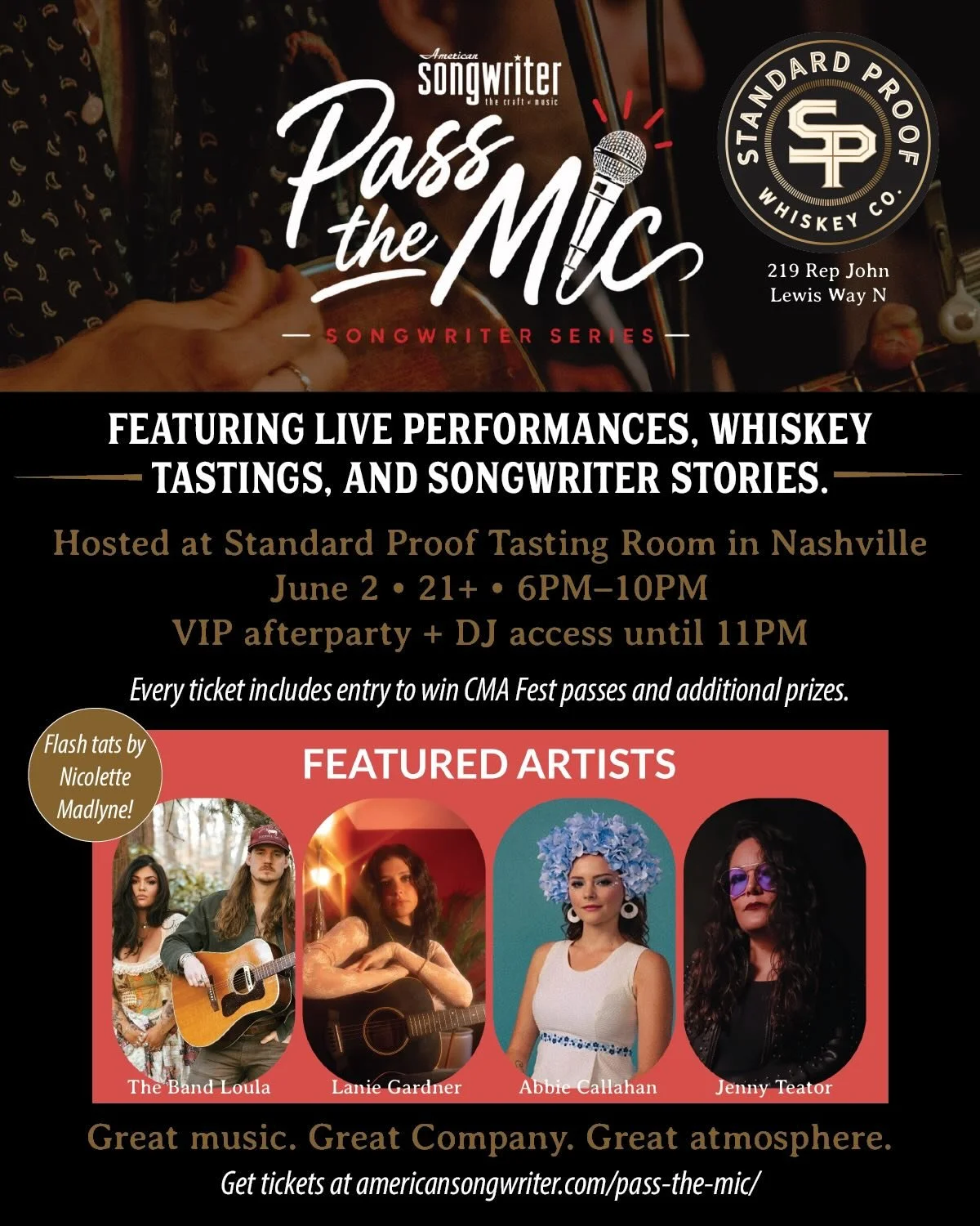 Mark your calendars! 📆 🎤🥃 June 2 &bull; Tickets &rarr; americansongwriter.com/pass-the-mic/ @americansongwriter
