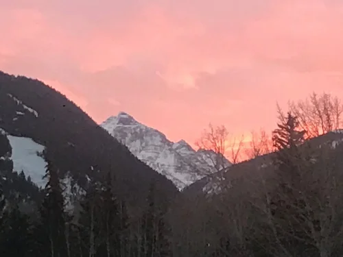 Alpenglow on a snowy Aspen peak, Aspen Intel Thanksgiving 2024