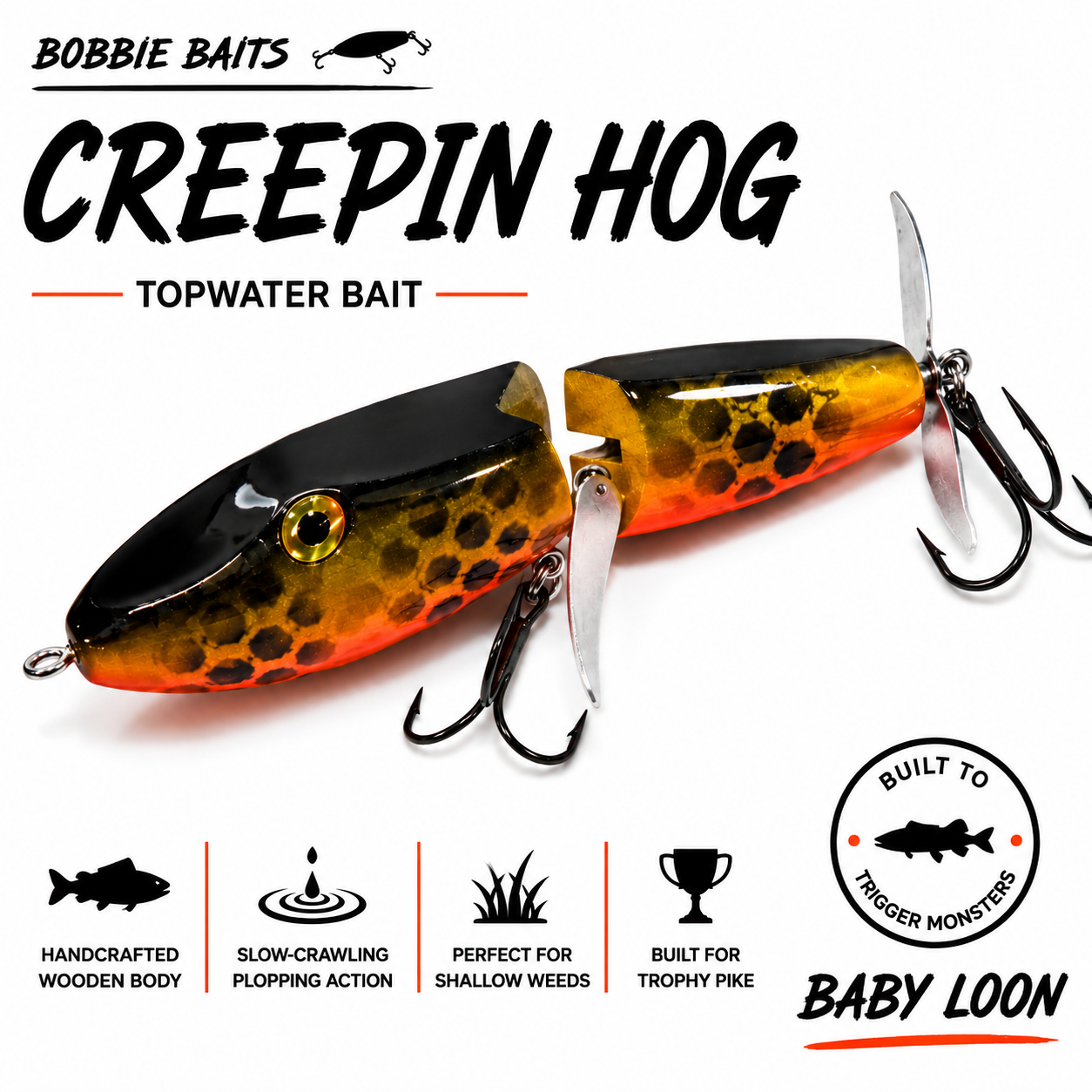 Bobbie Baits Creepin' Hogg Topwater