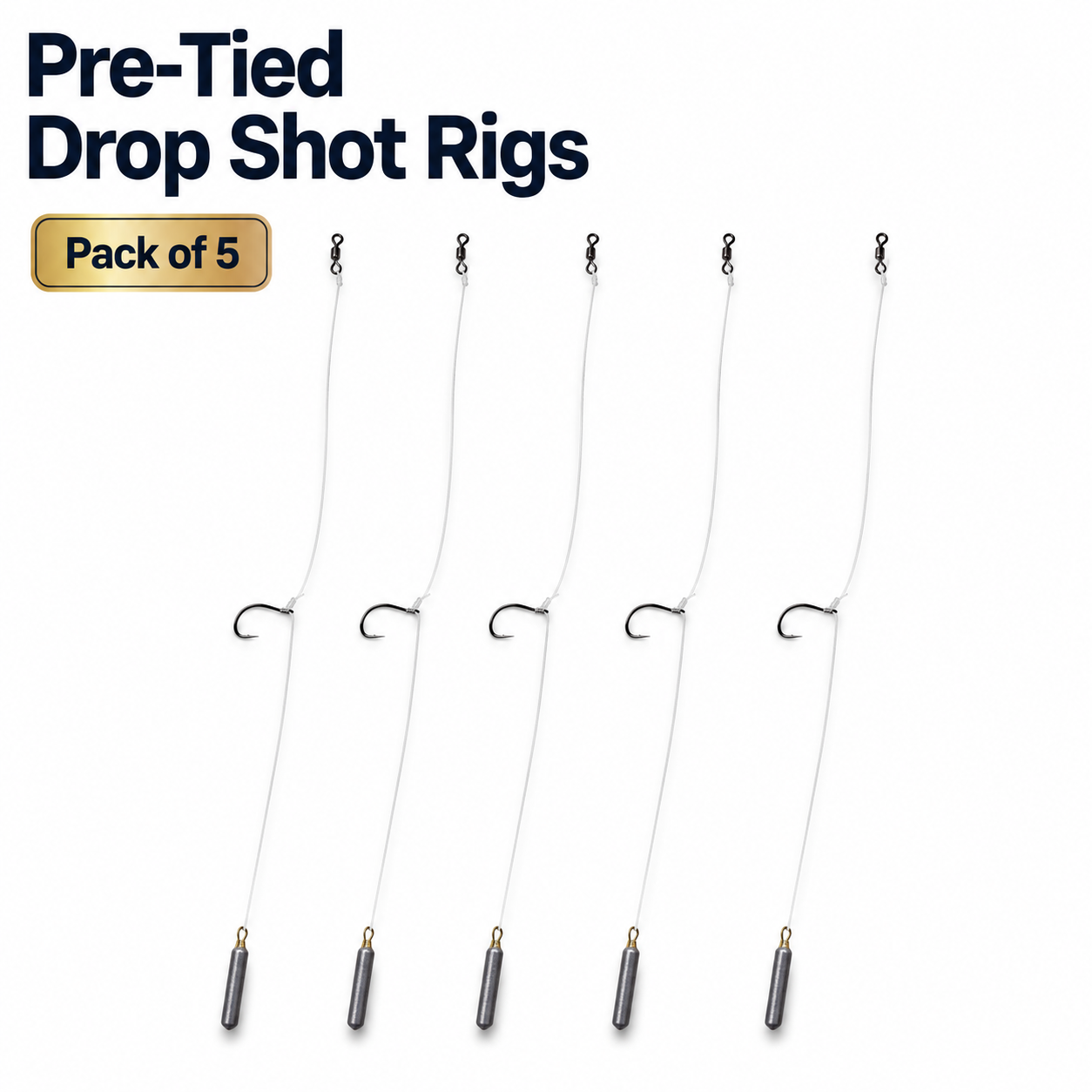 AGS Guide Series Pre-Tied Drop Shot Rigs – 5 Pack