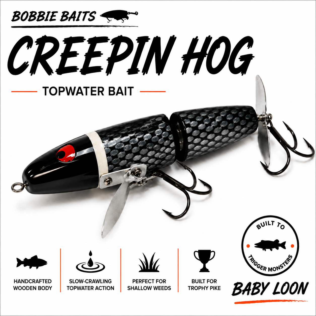 Bobbie Baits Creepin' Hogg Topwater
