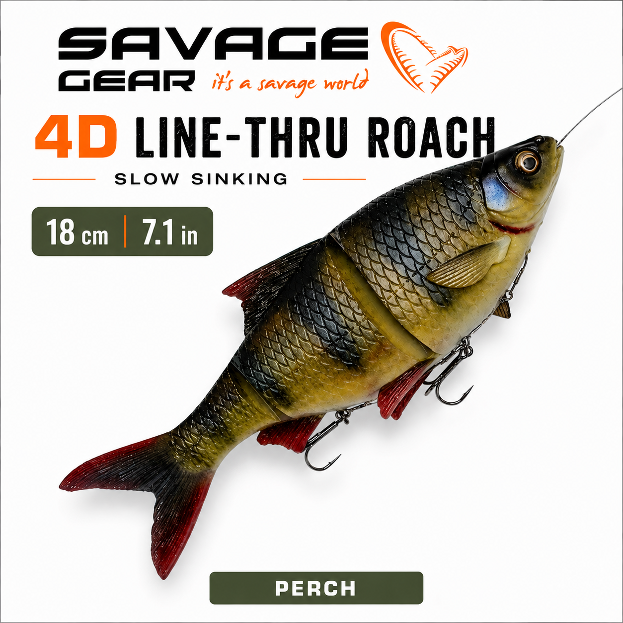 Savage Gear 4D Line-Thru Roach - Slow Sinking - Perch 18 cm