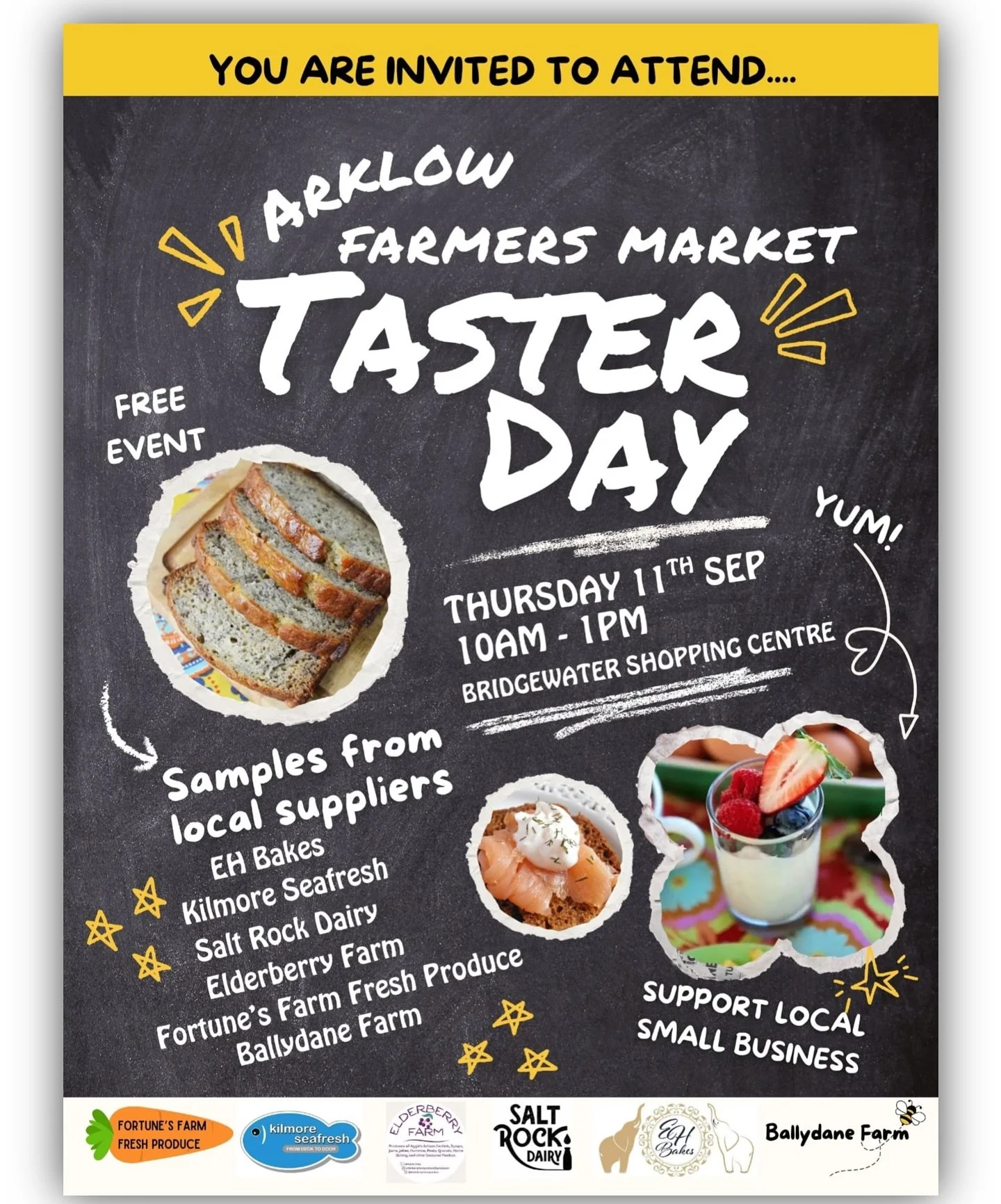 For tomorrow&rsquo;s Farmers Market in the centre we are holding a special TASTER DAY! Come down and sample some delicious breakfast bowls, smoked salmon on freshly baked bread and many more delicious treats! 😃🍓🍯🍞All the elements will be availabl