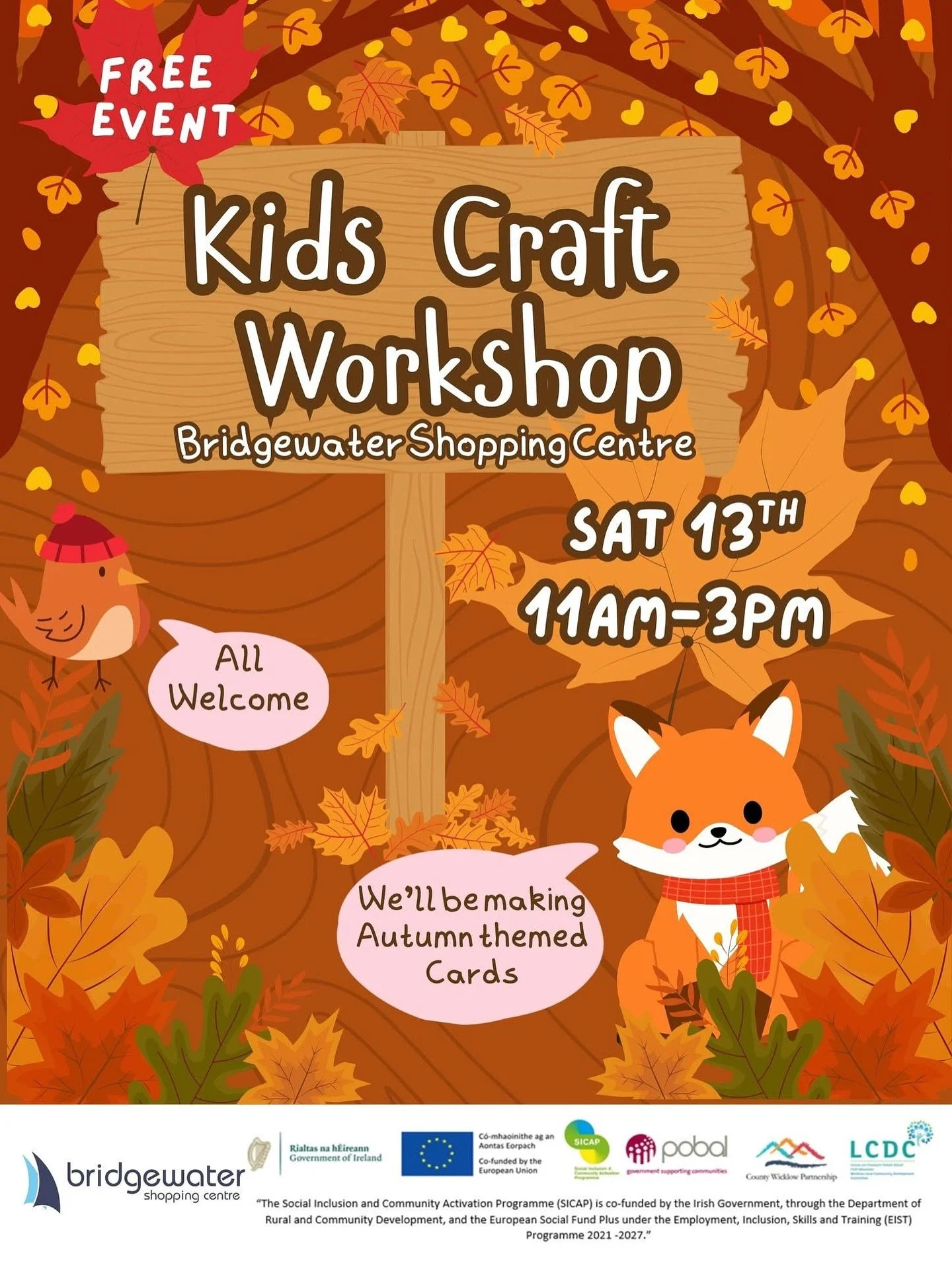 This Saturday we&rsquo;ll have Autumn themed card making available in the centre from 11am-3pm! The perfect activity to keep the littles busy as we get into the chilly months 🍁🍂🧡🤎🫶 in collaboration with @countywicklowpartnership #art #arklow #au