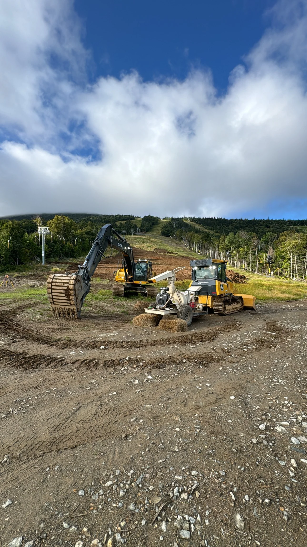 equipment at the base of a ski hill carrabassett valley maine