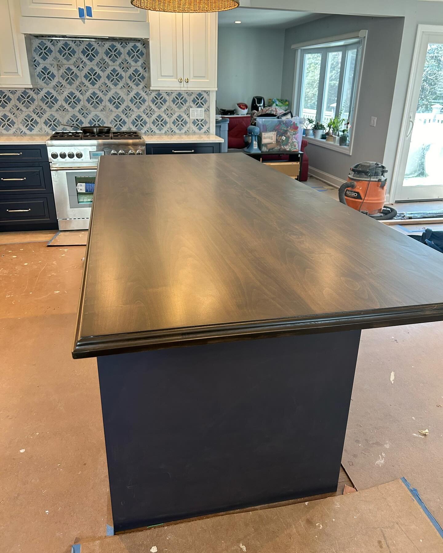Measuring in at 45&rdquo; wide and 108 1/2&rdquo; long and 1.5&rdquo; thick, this recently completed Kitchen Island countertop for Hawthorne Group contractor, was delivered last week, amongst the mudroom project (see previous post) Used Alder and sta