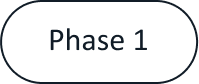 A black oval shape with the text 'Phase 1' inside in dark blue.