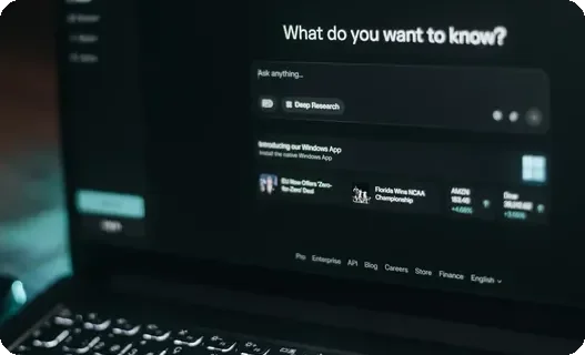 An open laptop with a generic LLM UX