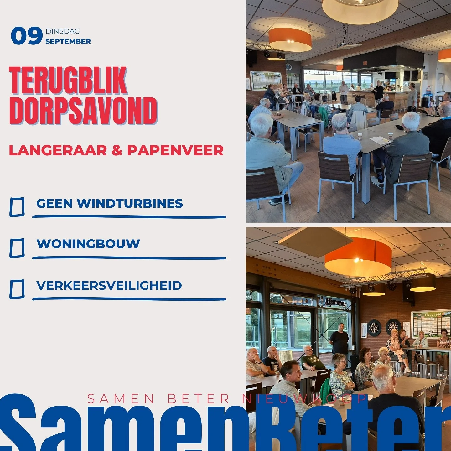 &bull; TERUGBLIK DORPSAVOND LANGERAAR EN PAPENVEER &bull;

Samen Beter Nieuwkoop in gesprek met inwoners! ✨

Afgelopen dinsdagavond vond onze eerste inloopavond plaats. We trapten af met de kernen Langeraar en Papenveer. Er kwamen veel waardevolle on