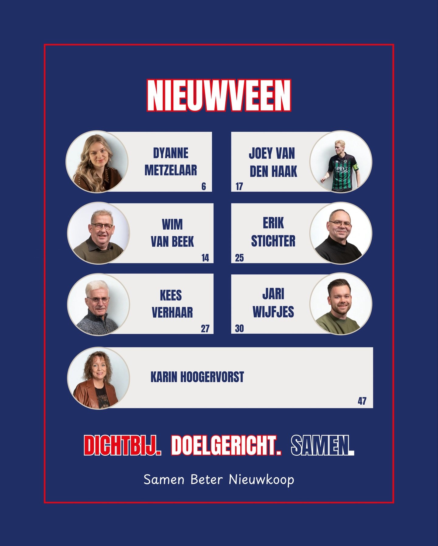 𝙊𝙣𝙯𝙚 5️⃣0️⃣ 𝙩𝙤𝙥𝙥𝙚𝙧𝙨 💙

Daar zijn ze dan&hellip; 💥 ALLE 50 kandidaten van Samen Beter Nieuwkoop!

Met trots presenteren wij onze kandidatenlijst voor de gemeenteraadsverkiezingen van 18 maart.

Een sterke en diverse lijst van betrokken in