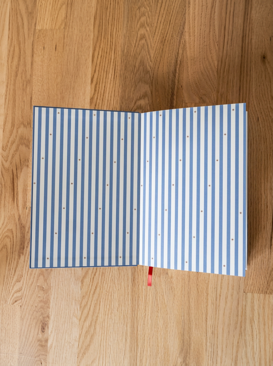 PRCHMNT three-year reflection journal with blue striped endpapers