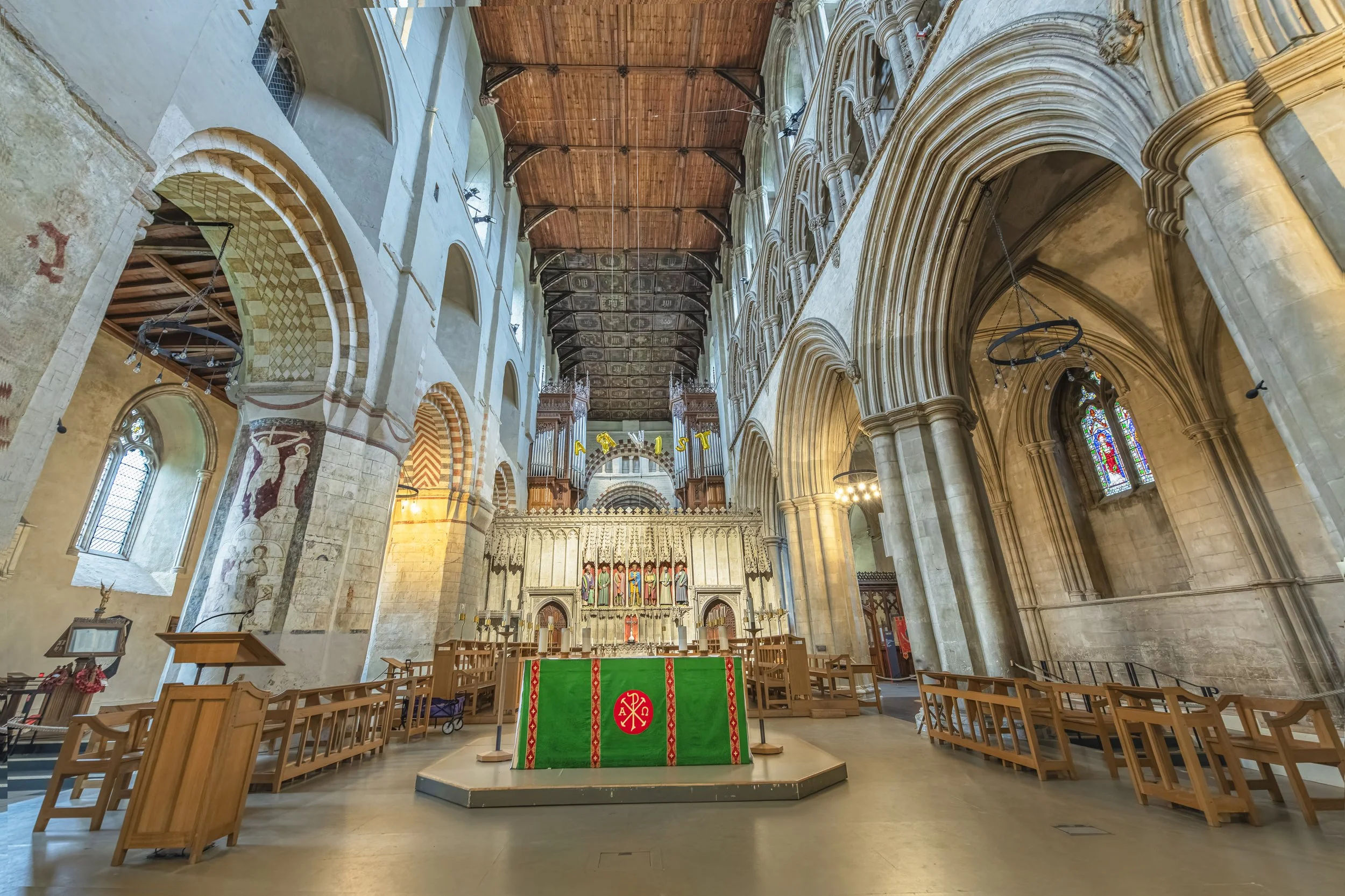 Looking through the nave towards the nave screen.