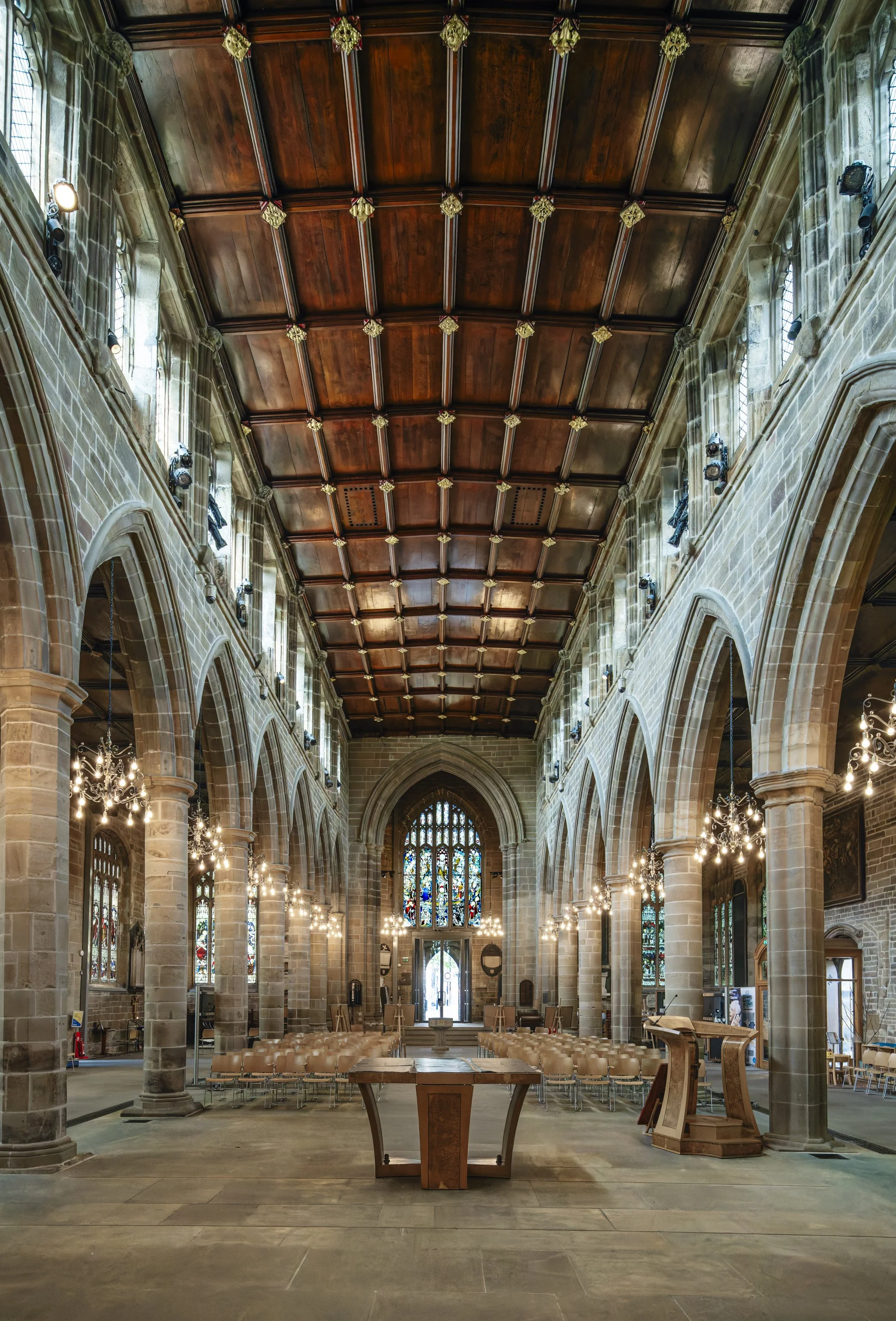 A View Through the Nave Towards the West Window.