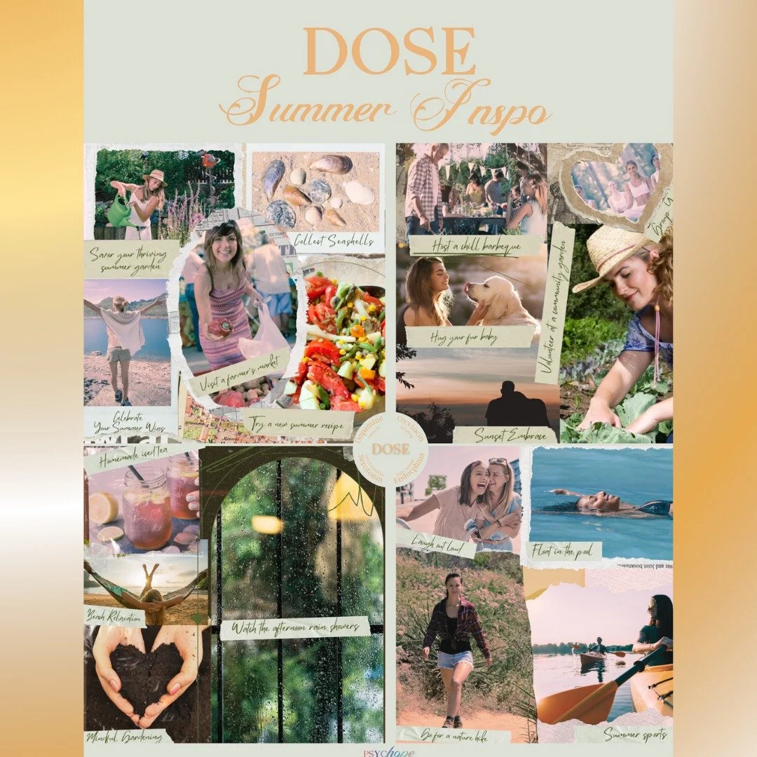 Did you know the latest episode of the PsycHope Self-Help Podcast is accompanied by some hopefully helpful resources to support you this season? The Summer Stress and Your DOSE of Resilience episode is all about using your body&rsquo;s natural &ldquo