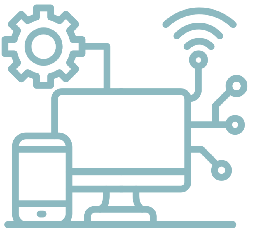 Digital experience icon representing website design, user experience, technology integration, and digital platforms.