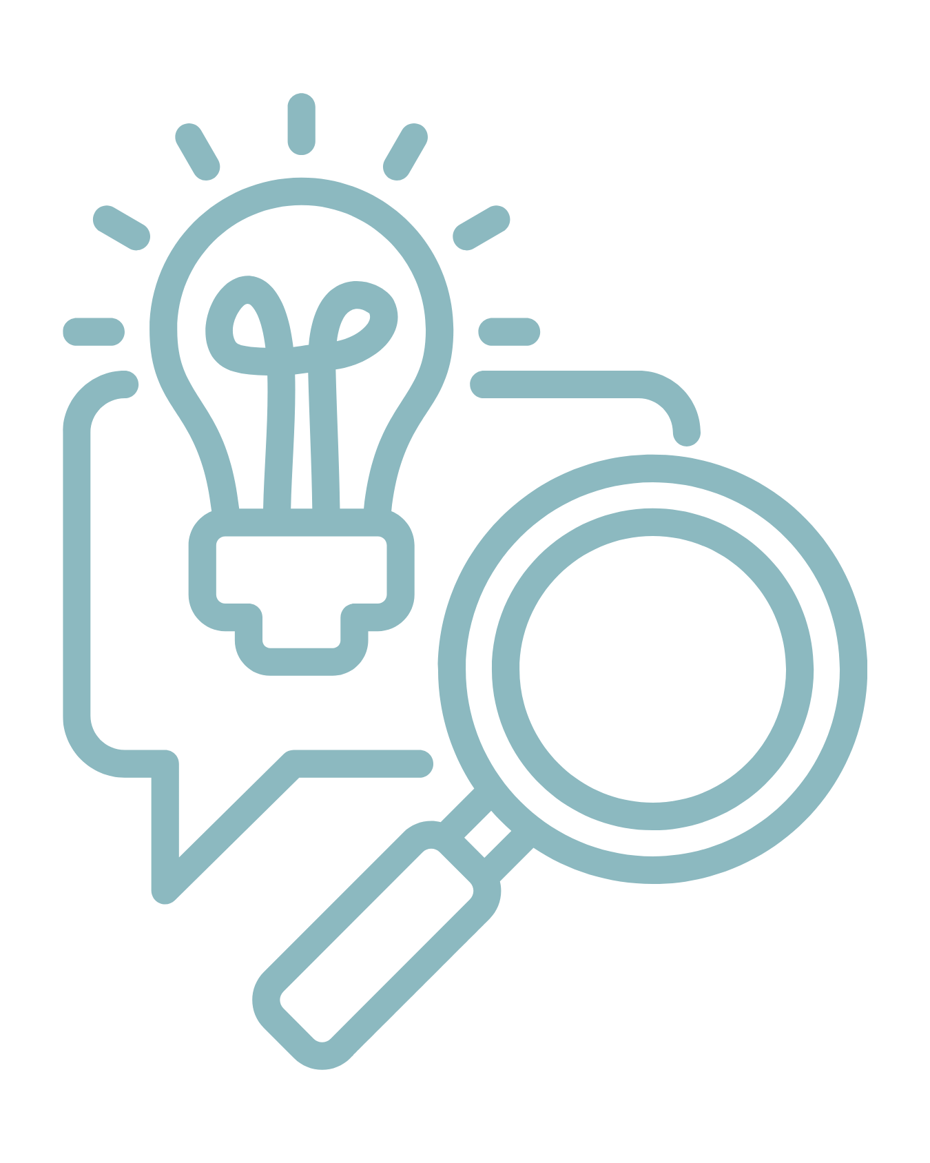 Brand strategy and market research icon representing audience insights, positioning, and business discovery.