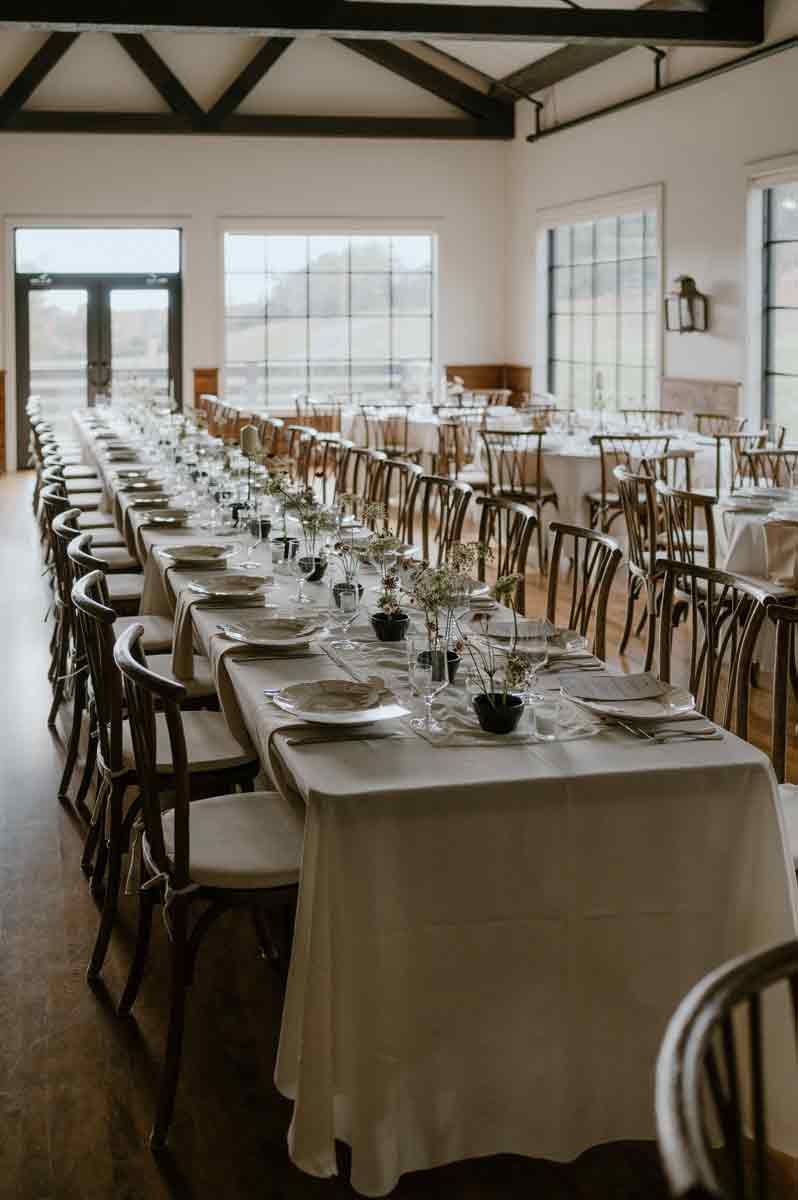 Reception Setup for fall wedding at Fox Briar Farm in Doylestown, Pennsylvania