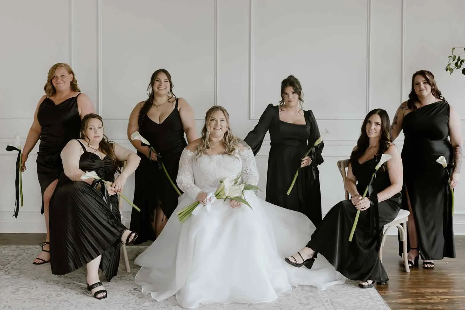 posed wedding party portrait, at Iron Front in Lewisburg