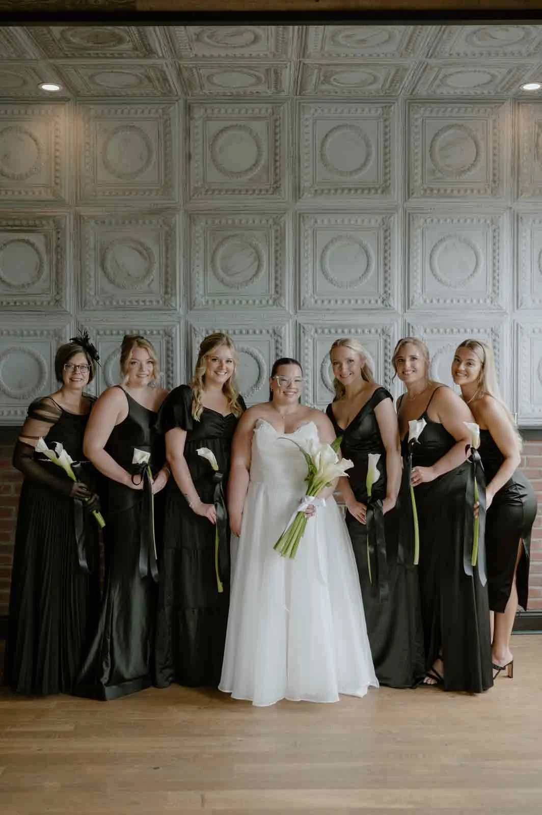wedding party for black tie wedding at Lewisburg's historic Iron Front Venue