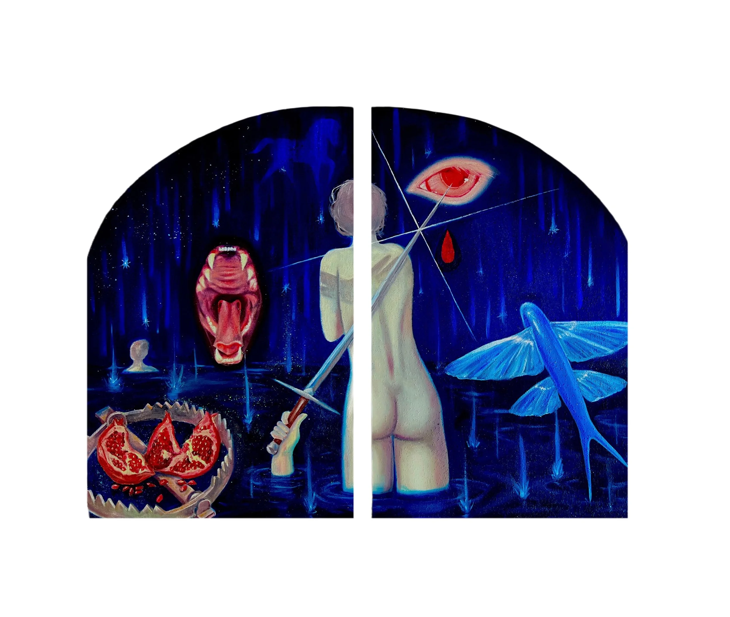 Devour is Oil on Wood Panel and 48in x 24in