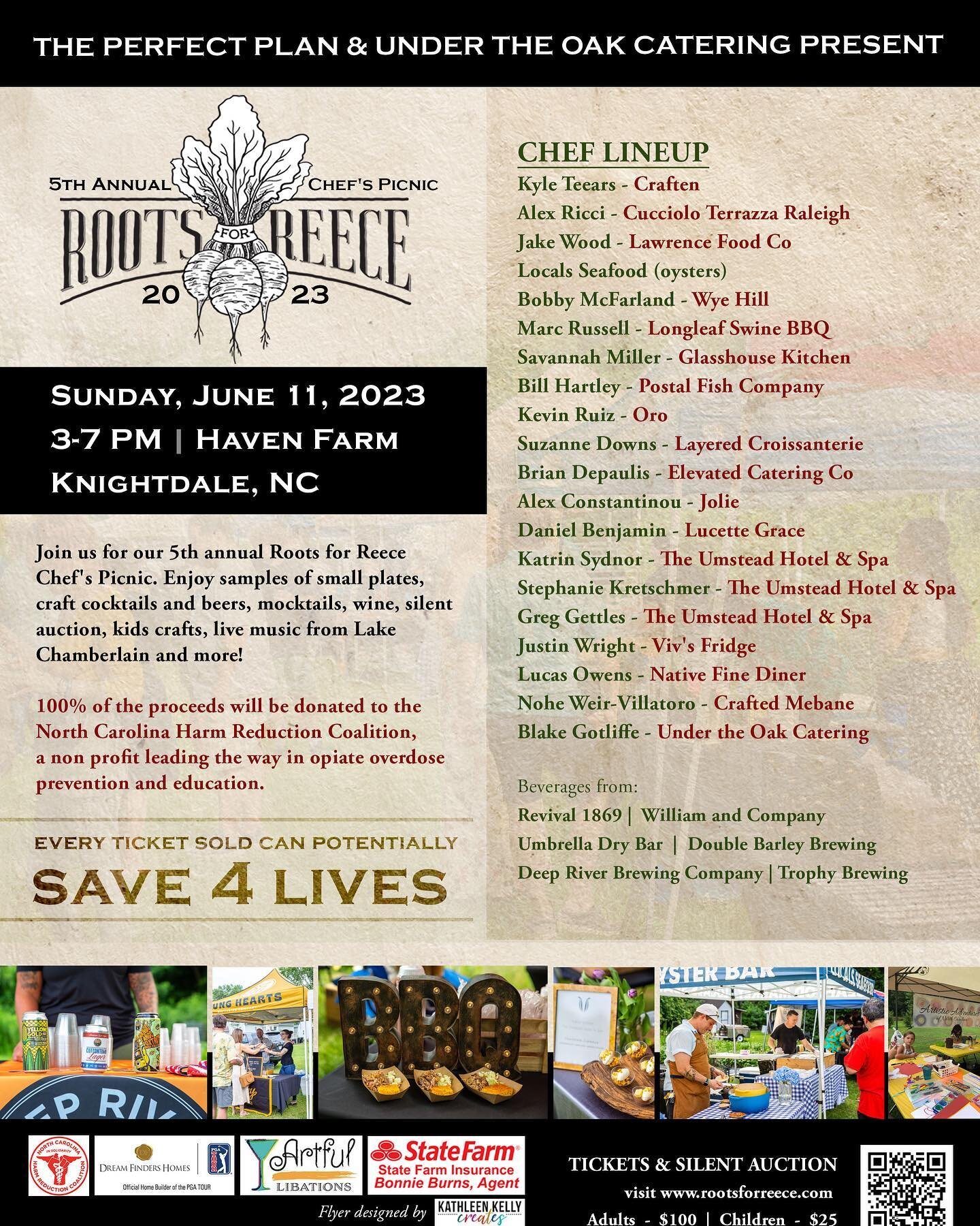 Join us for the 5th annual @rootsforreece, Chef's Picnic on June 11th hosted at Haven Farm in Knightdale! Feast on delicious food from over 25 local food and beverage vendors, enjoy live music, and support a great cause. Get your tickets now: www.roo