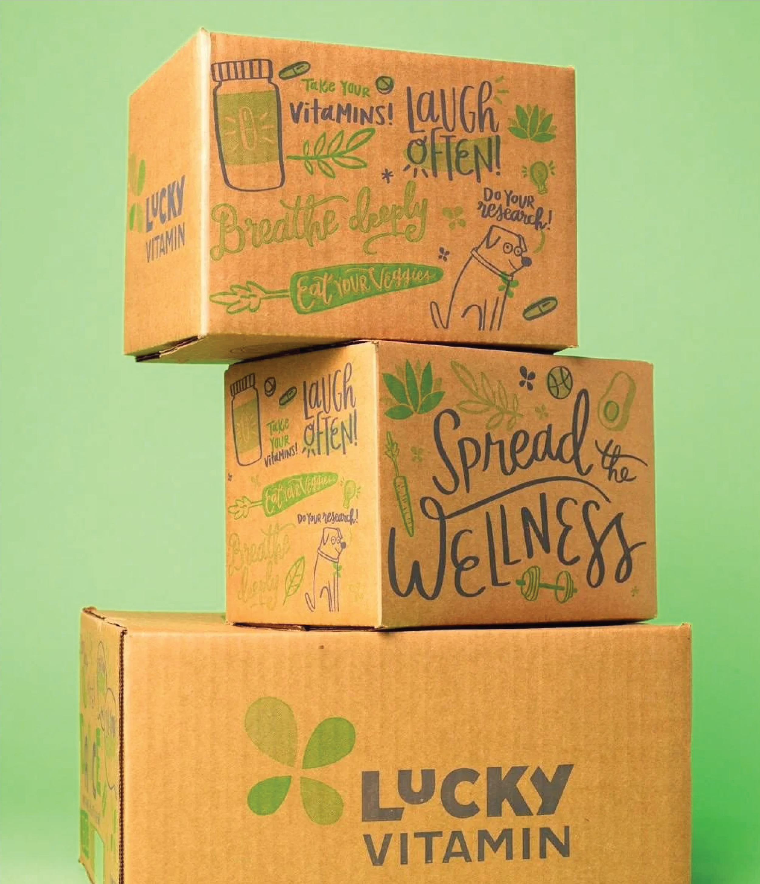 LuckyVitamin Shipping Box illustrations