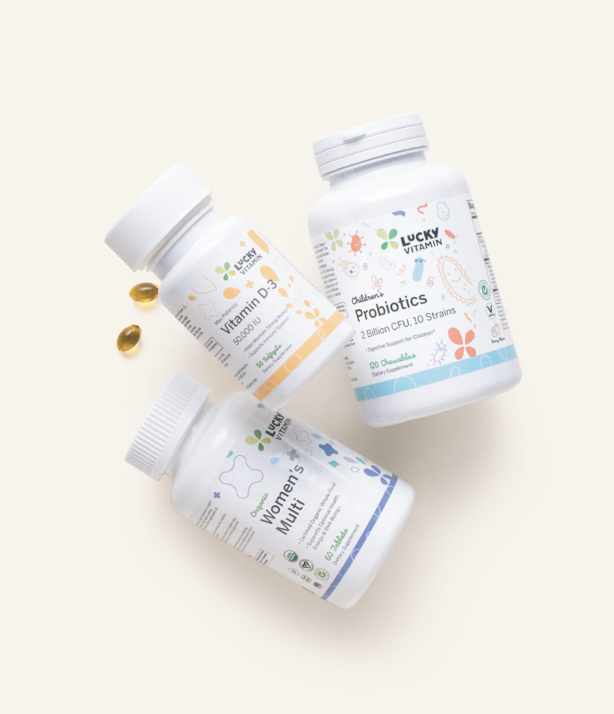 Vitamin bottle designs for LuckyVitamin
