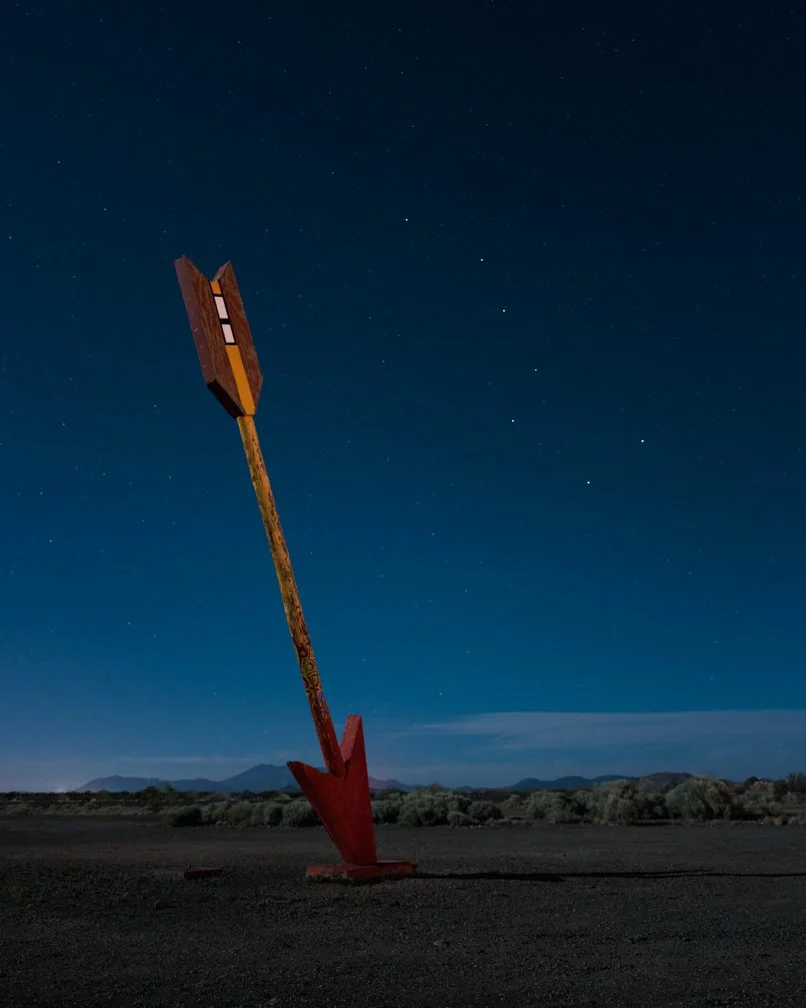 LOST ARROW - The original Twin Arrows Trading Post Ruins on Route 66 had two arrows but has now been reduced to one. I wanted to preserve this landmark in a photograph under the stars before the last one disappears. The Big Dipper aligned perfectly o