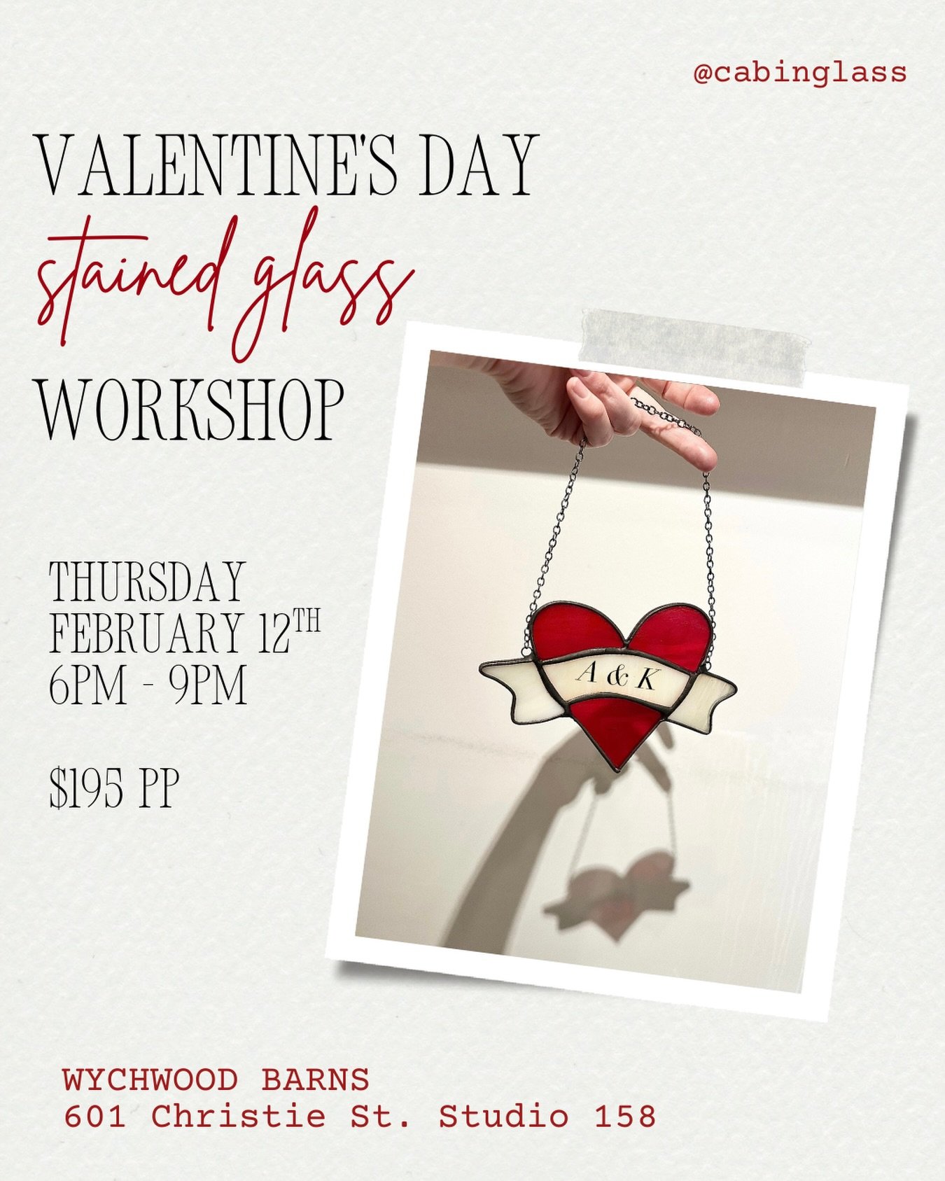 Join me for a stained glass sip &amp; solder class and make someone you love a special handmade gift this year 💌
Girls night, date night or come solo! You&rsquo;ll foil, solder and customize your lettering with glass paint. 
🔗 Link in bio to book! 