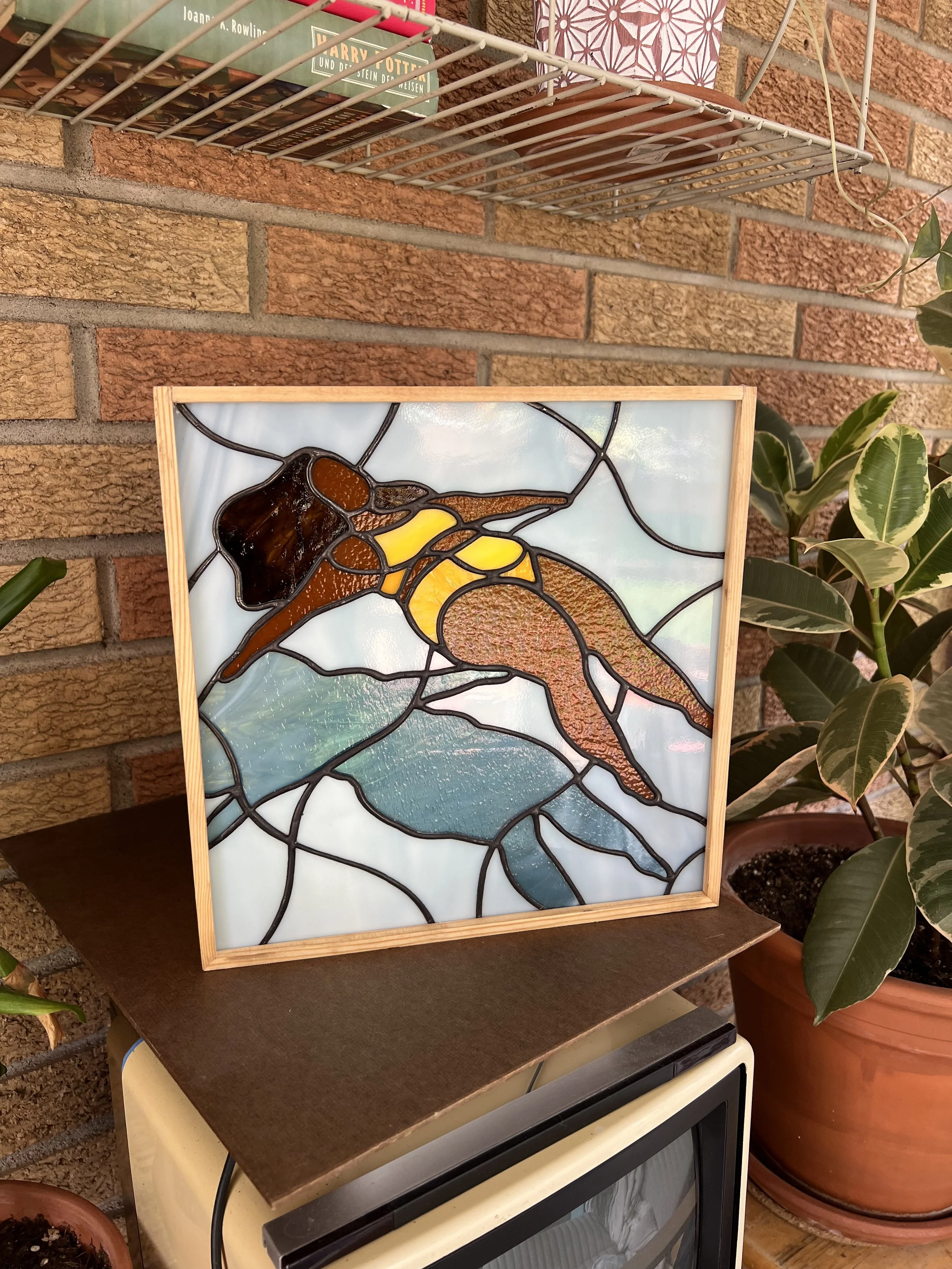 Shadowbox Lamp - Floating (Bliss; orange suit)