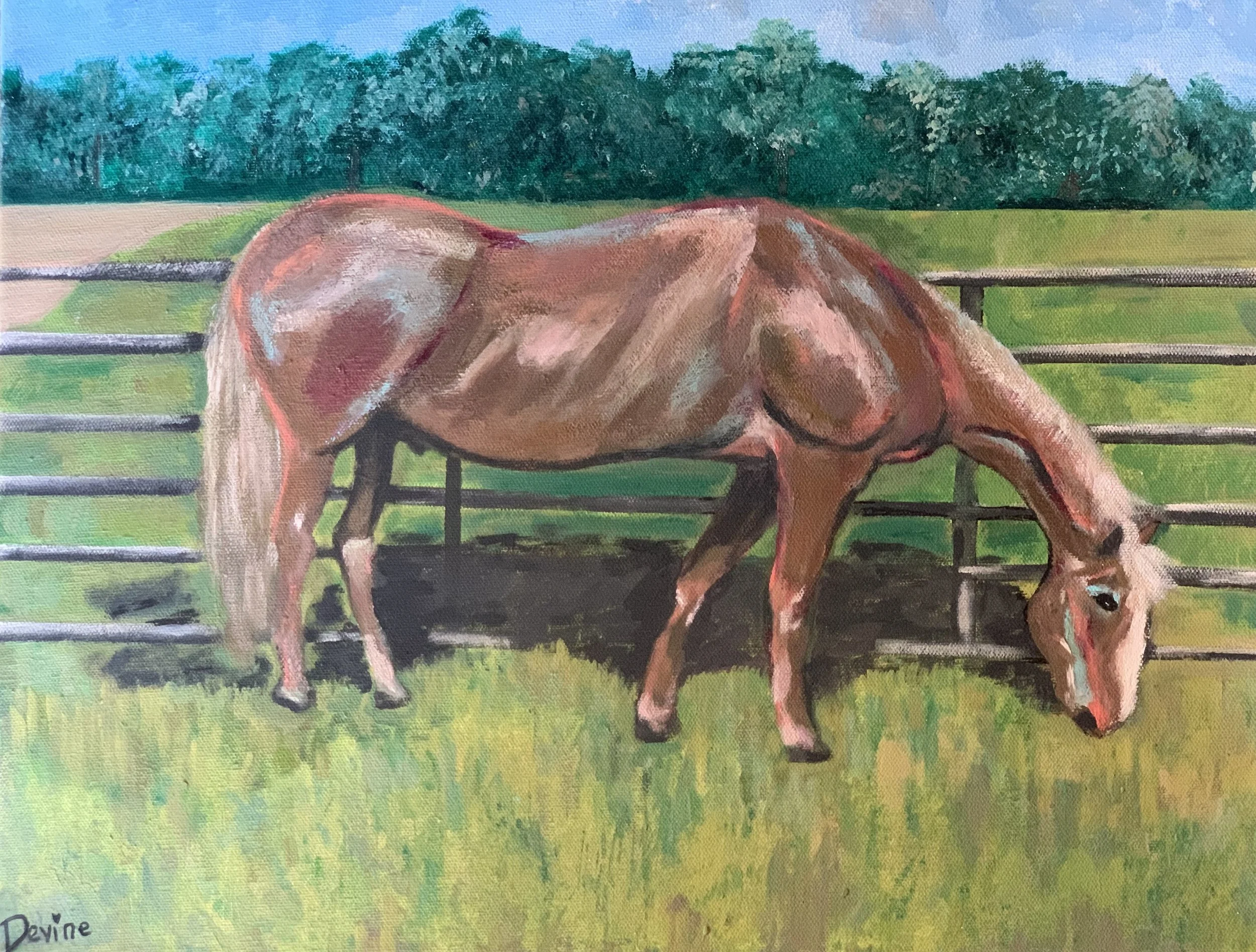 GRAZING IN THE SUNSET
16 by 20 original acrylic painting by Diane Catherine on gallery wrapped canvas